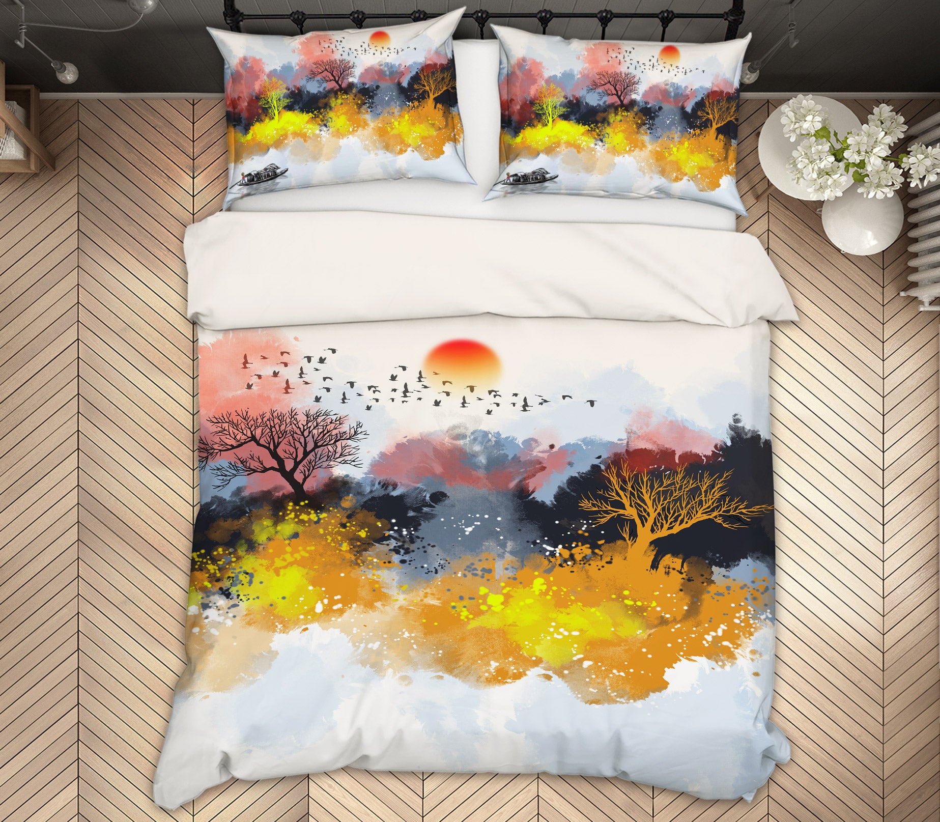 3D Trees Sun 13040 Bed Pillowcases Quilt