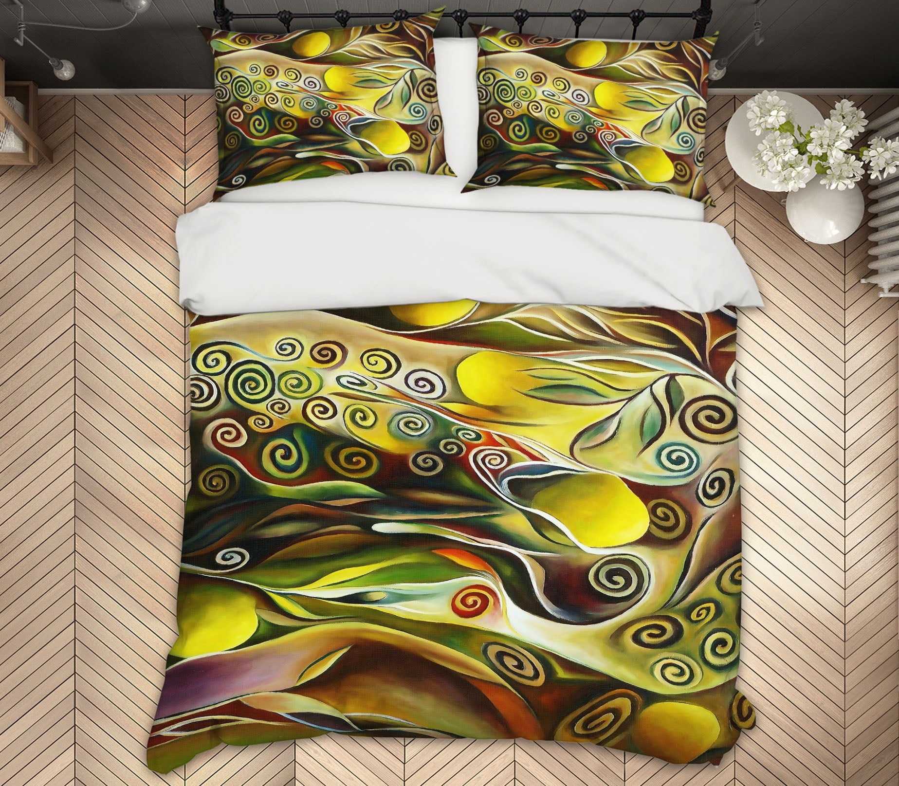 3D Golden Pattern 12158 Bed Pillowcases Quilt