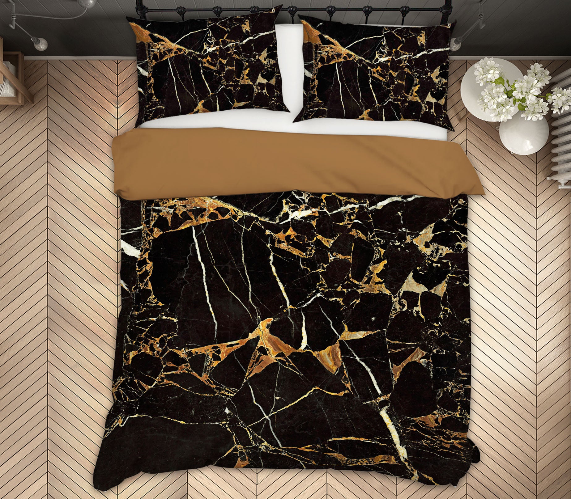 3D Black Marble Pattern 16055 Bed Pillowcases Quilt