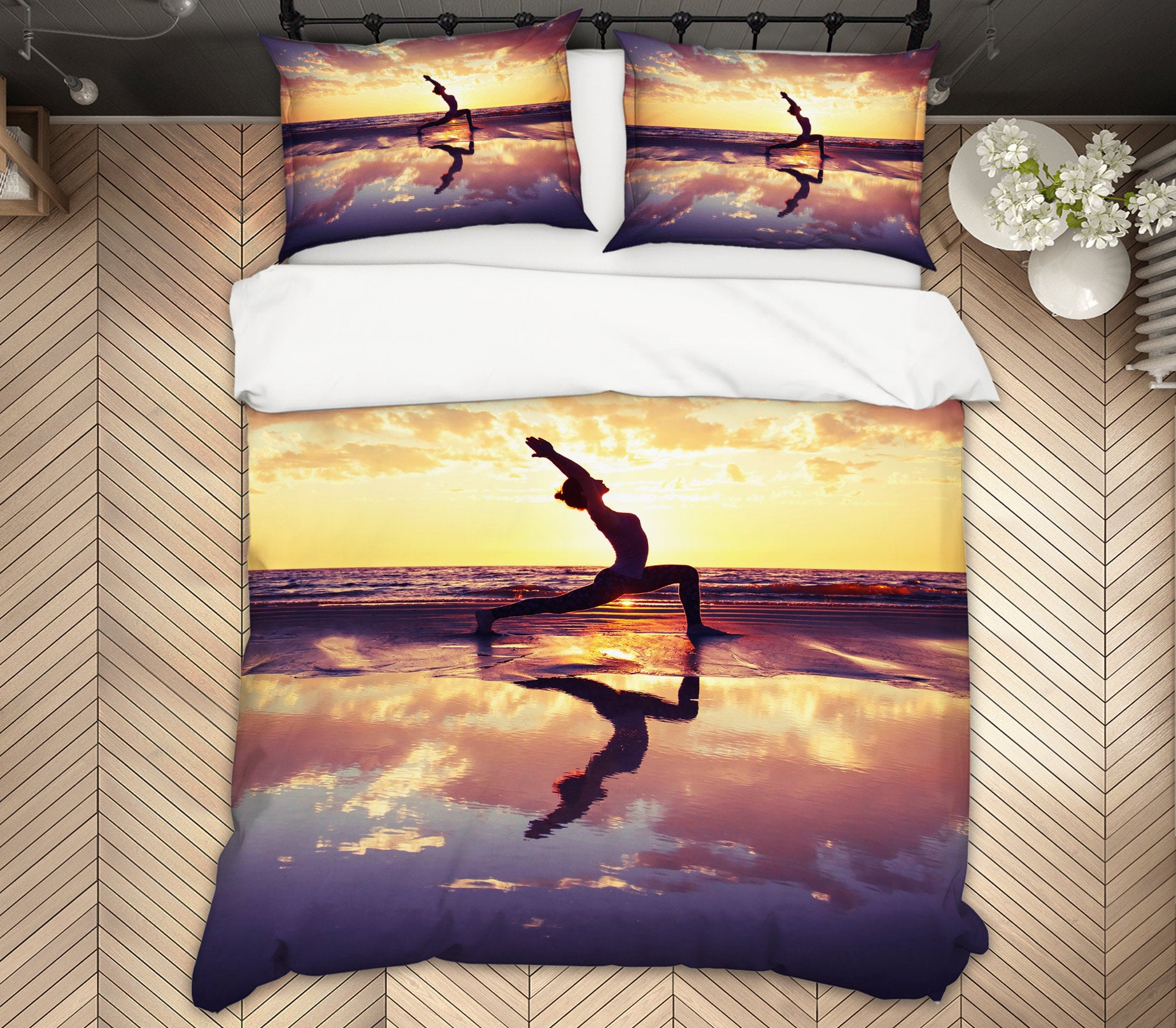 3D Yoga By The Sea 14141 Bed Pillowcases Quilt