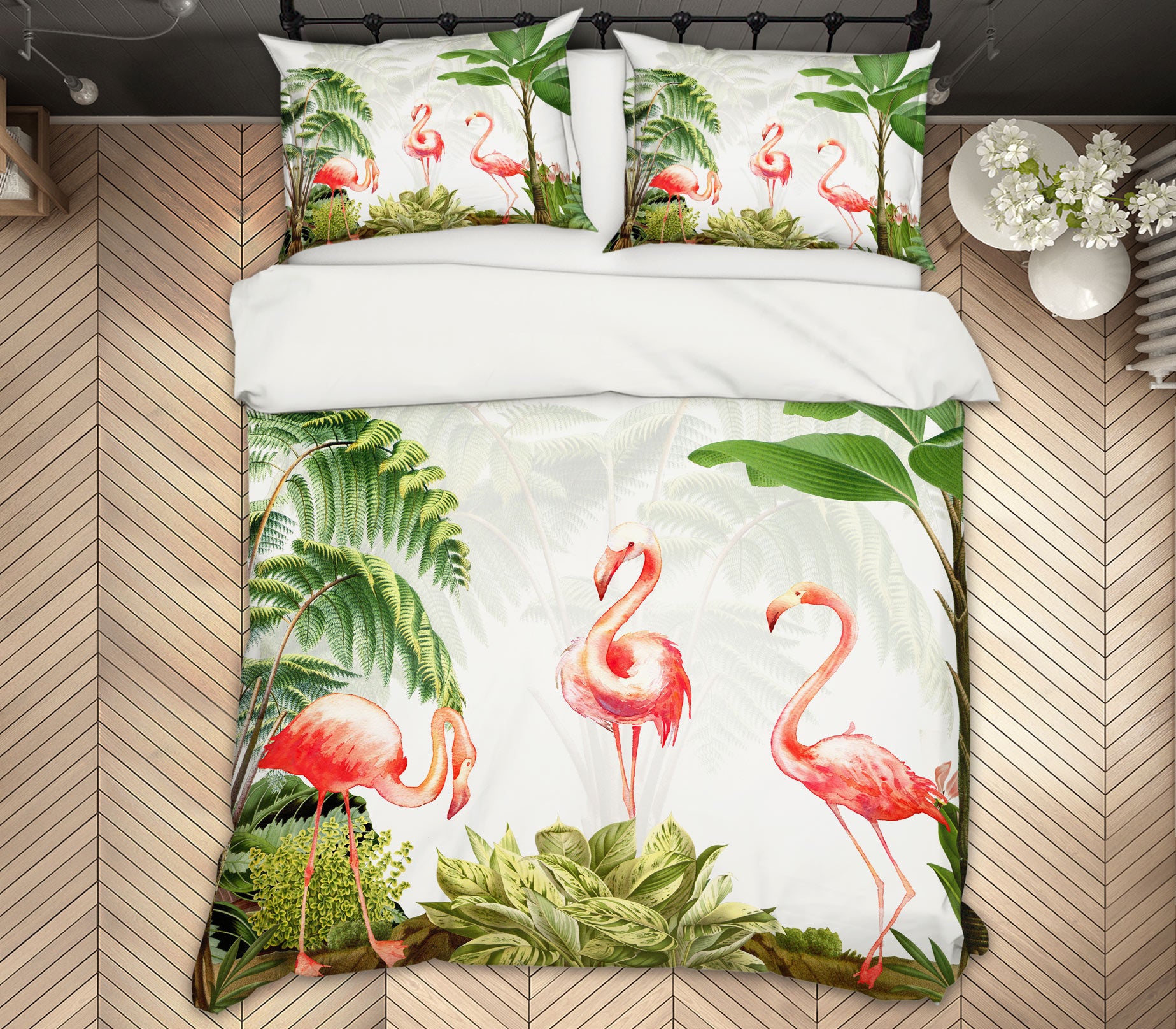 3D Leaves Flamingo 12097 Bed Pillowcases Quilt