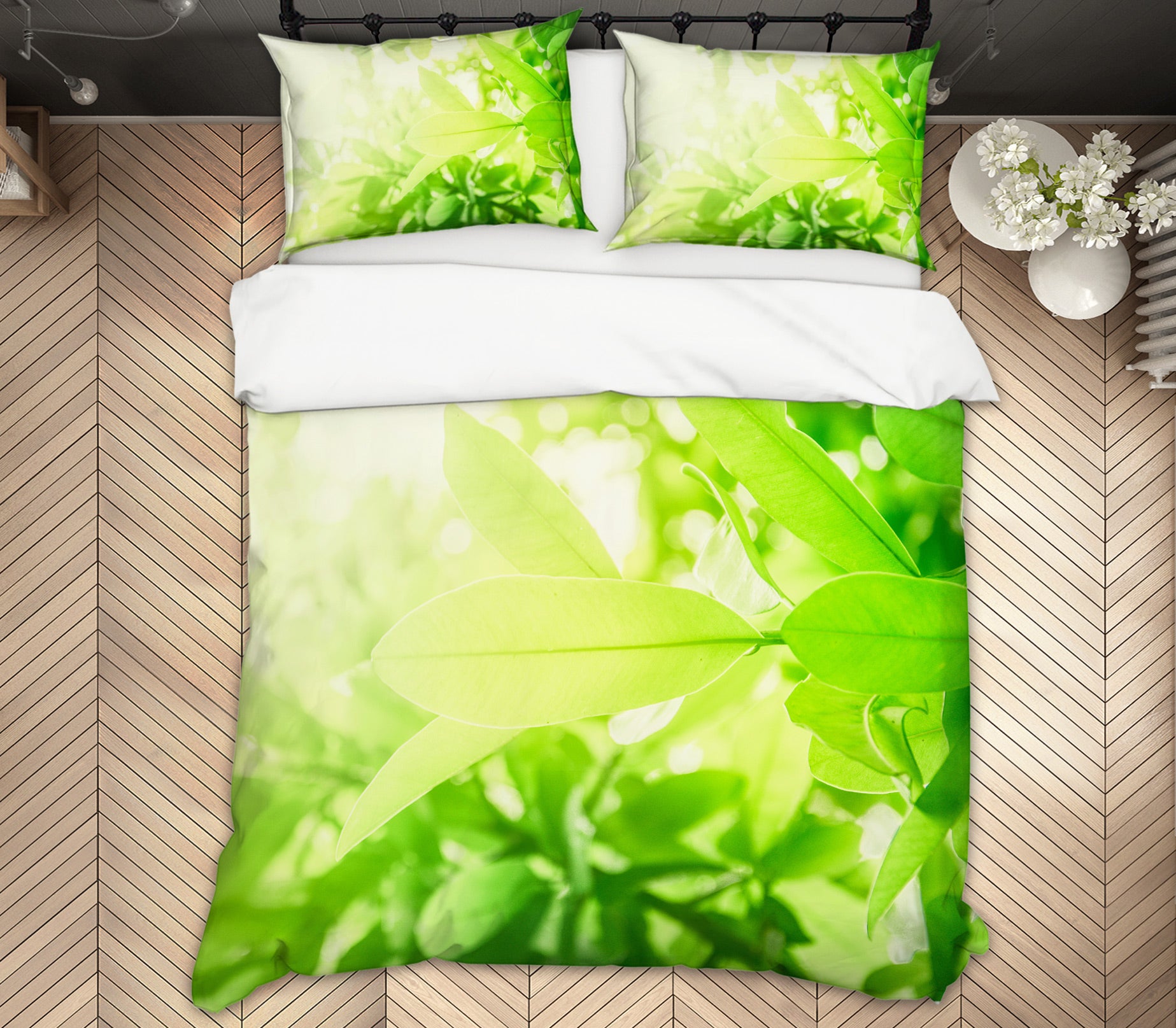 3D Leaves 14194 Bed Pillowcases Quilt