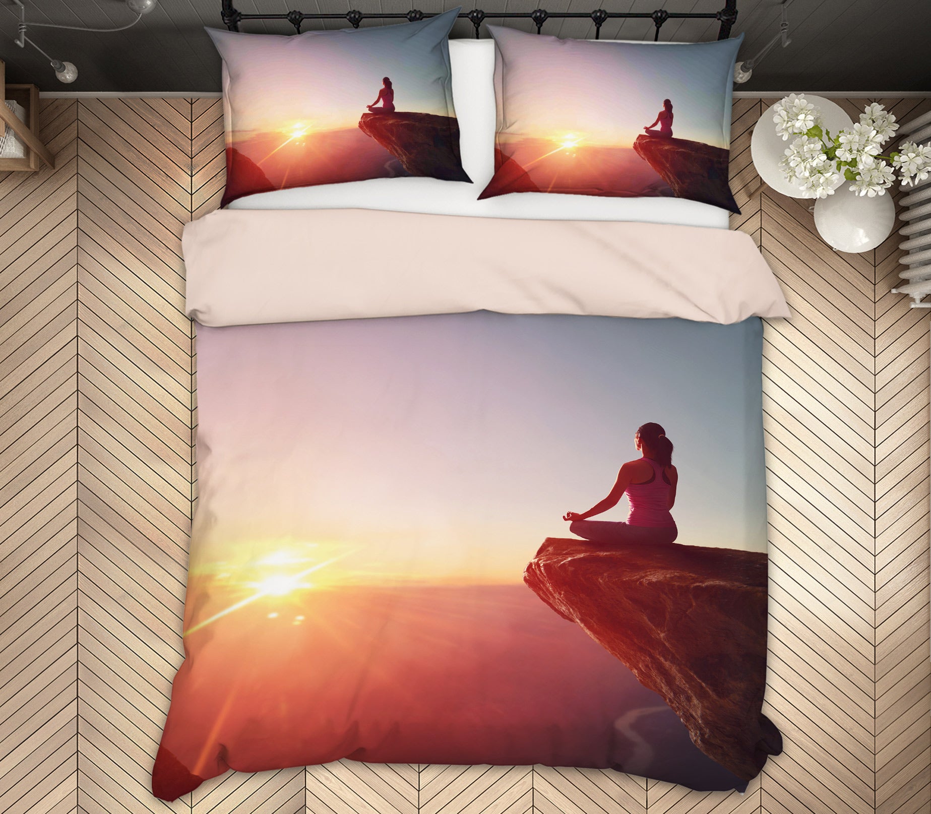 3D Cliff Yoga 14170 Bed Pillowcases Quilt