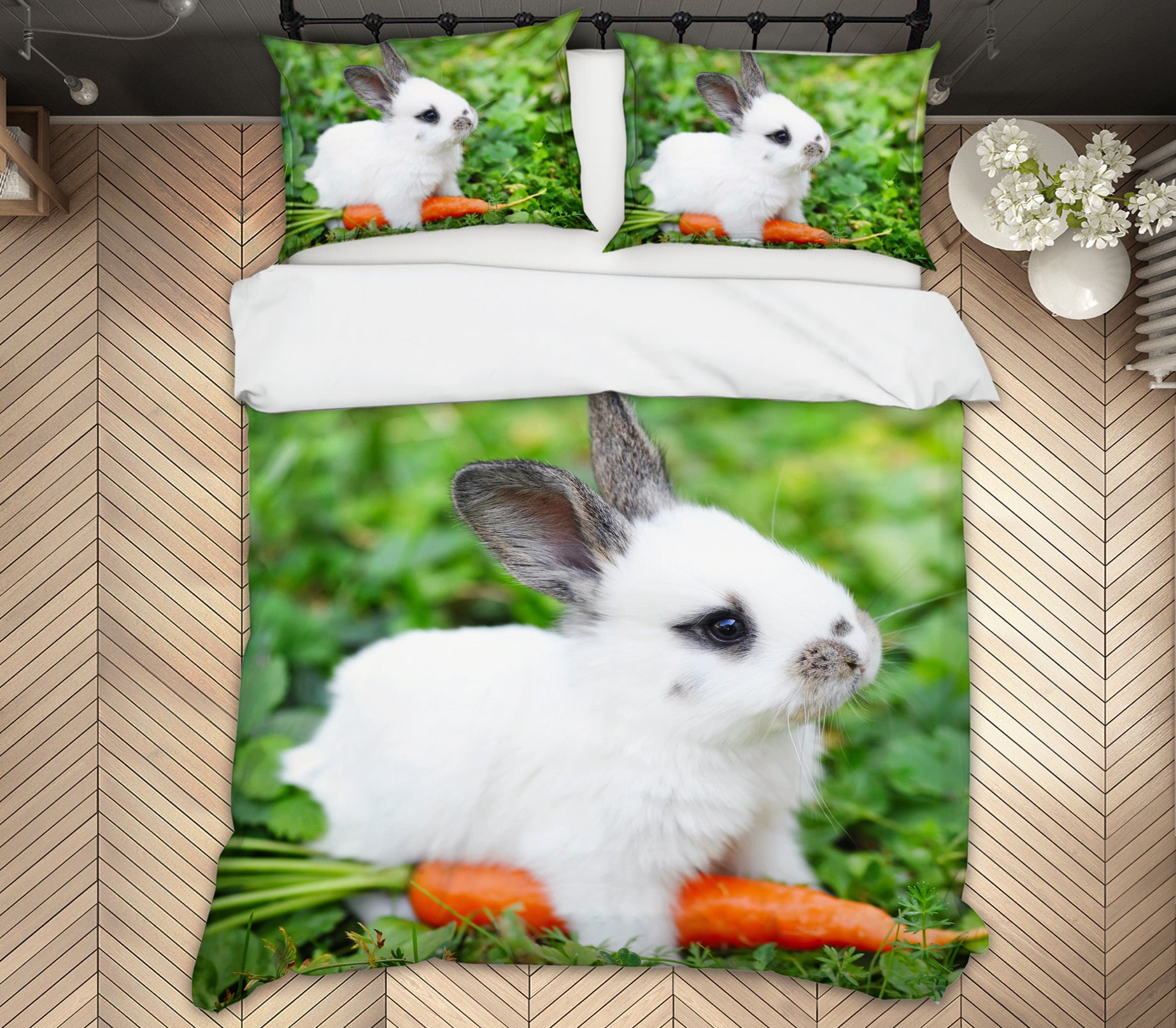 3D Bunny Carrot 12200 Bed Pillowcases Quilt