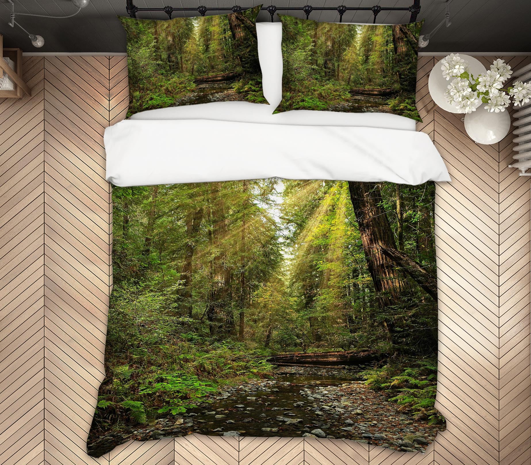 3D Forest Stream 62013 Kathy Barefield Bedding Bed Pillowcases Quilt