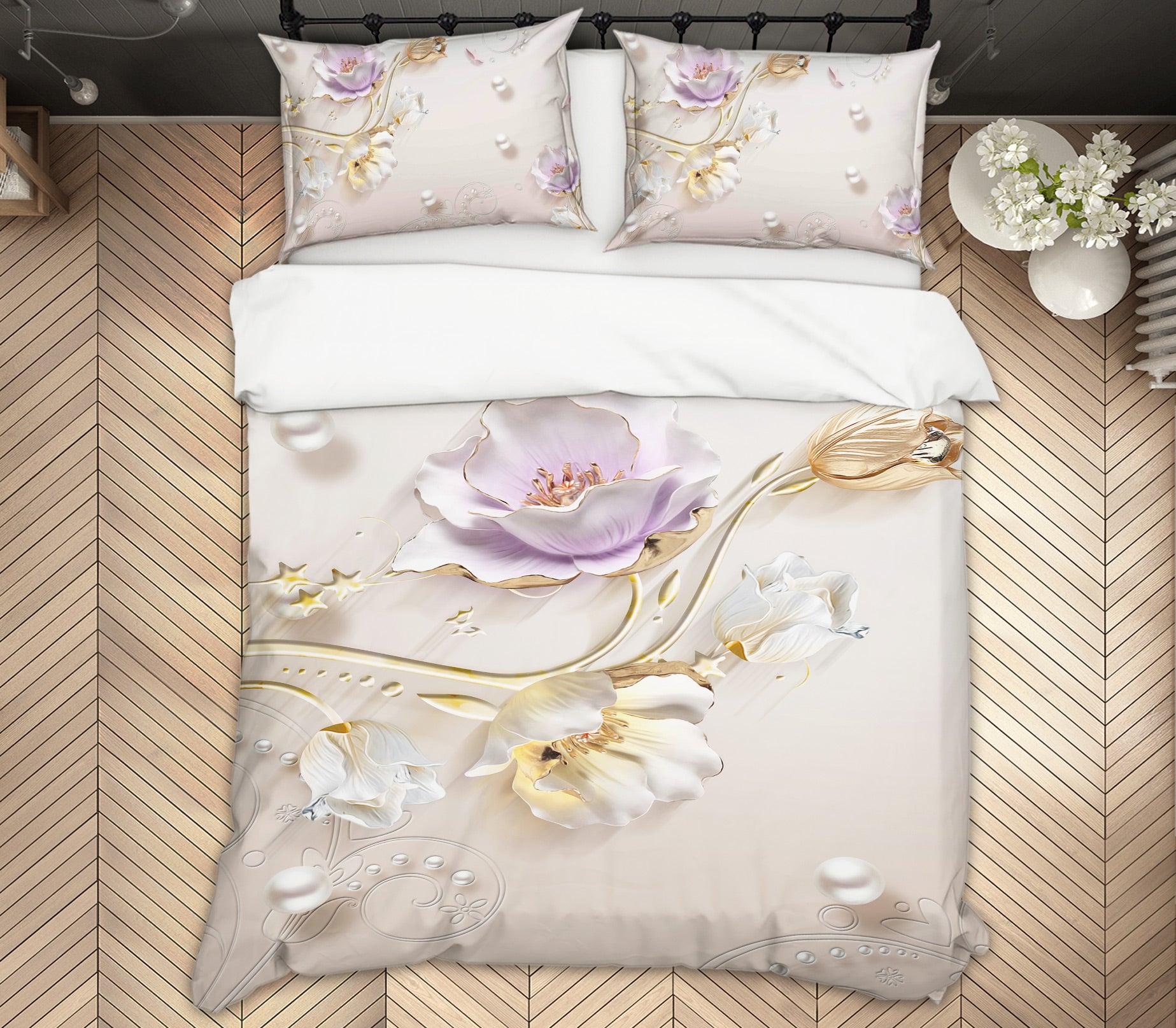 3D Flowers 13067 Bed Pillowcases Quilt