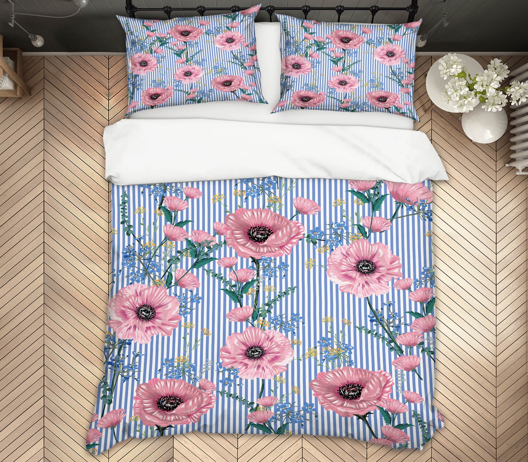 3D Pink Flower Pattern 60248 Bed Pillowcases Quilt
