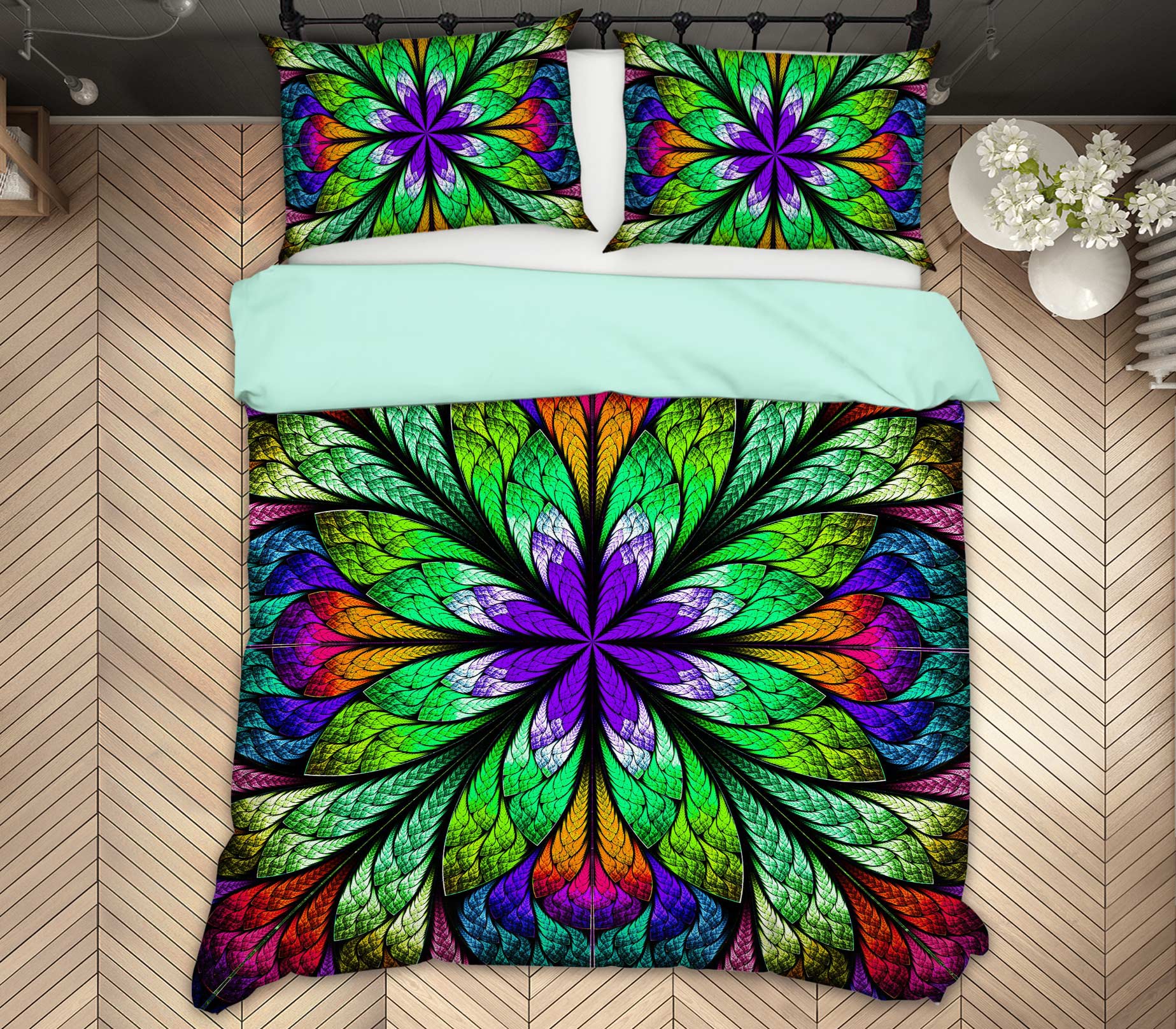 3D Green Pattern 13172 Bed Pillowcases Quilt