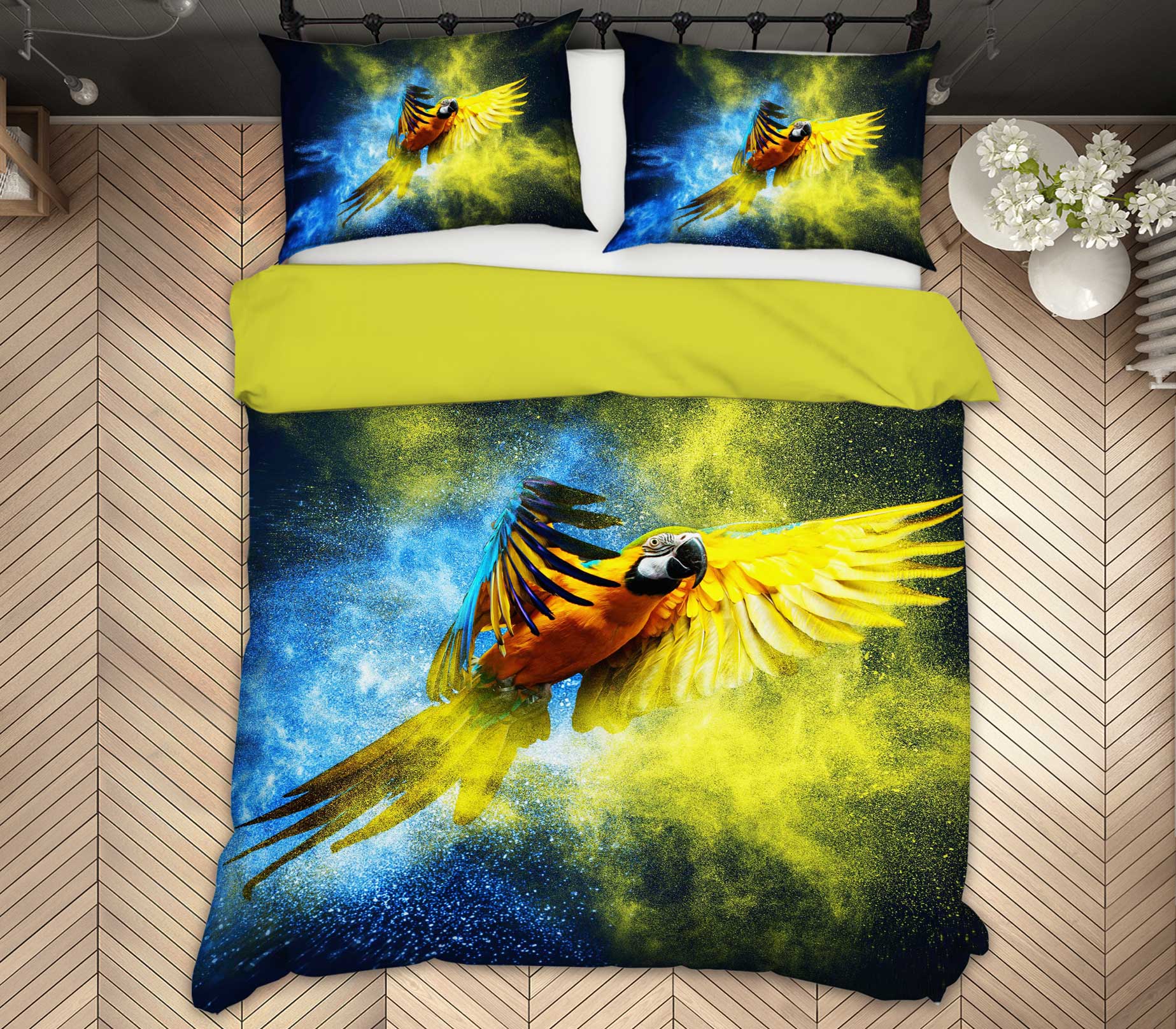 3D Parrot 12062 Bed Pillowcases Quilt