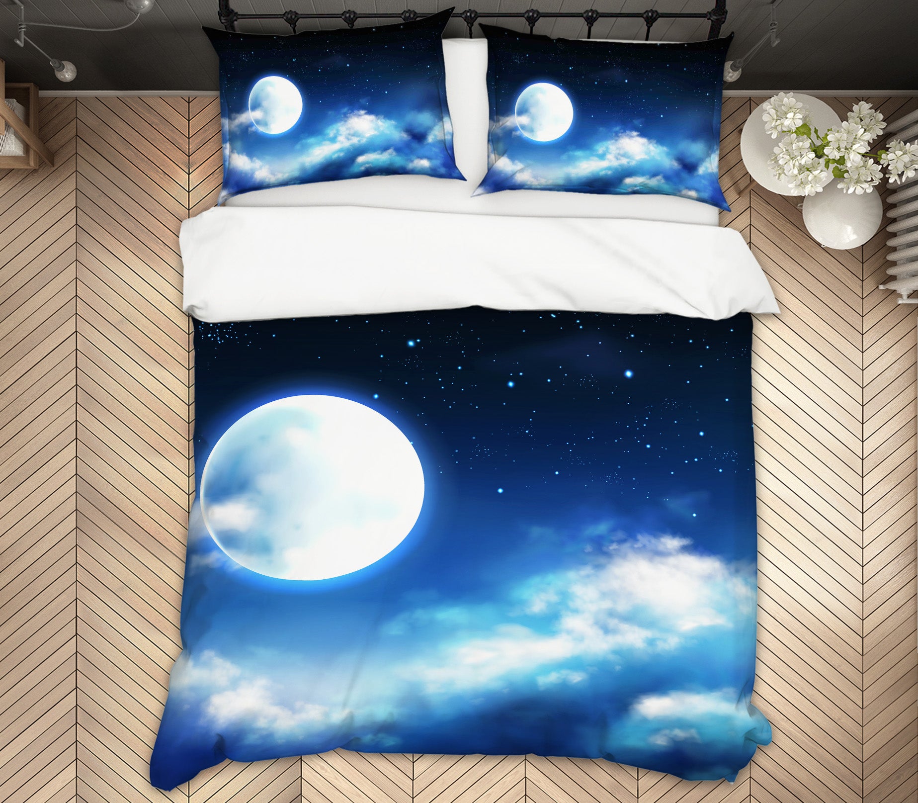 3D Moon Clouds 60211 Bed Pillowcases Quilt