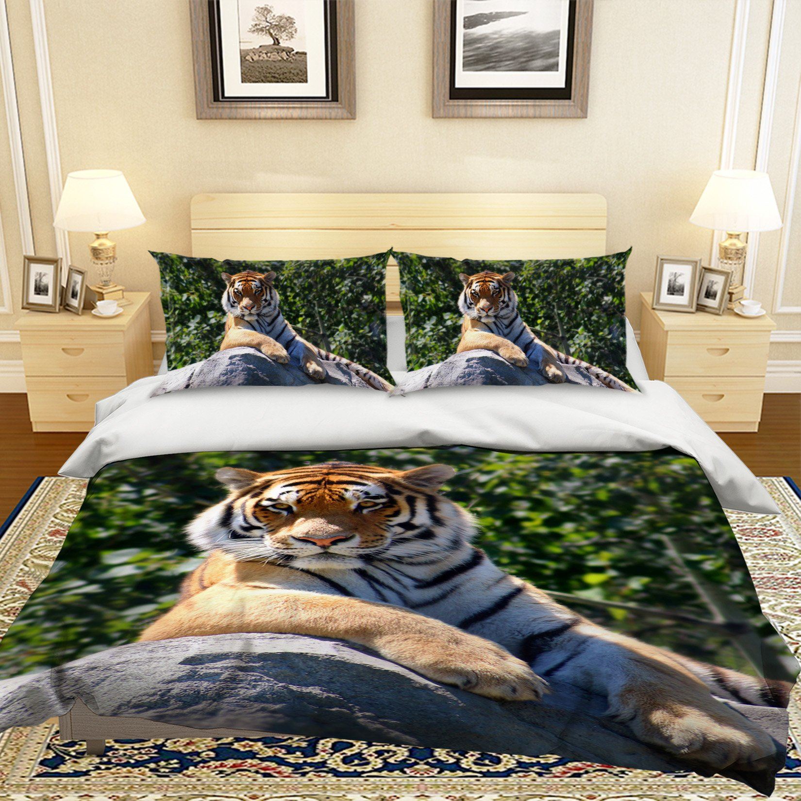 3D Tiger King 2005 Bed Pillowcases Quilt Quiet Covers AJ Creativity Home