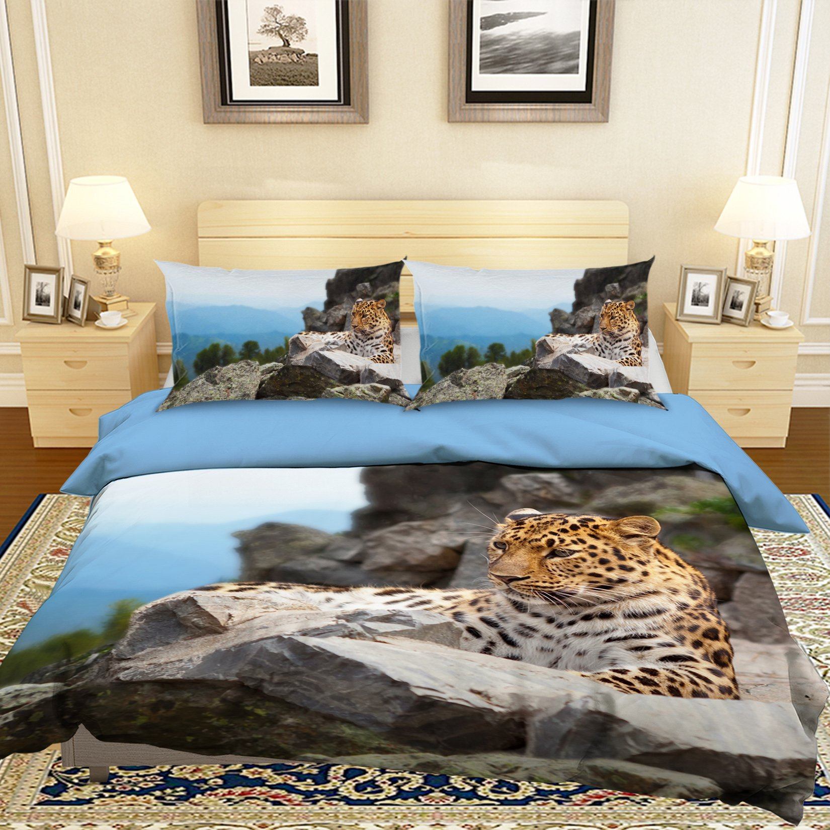3D Tiger Squatting 1944 Bed Pillowcases Quilt Quiet Covers AJ Creativity Home