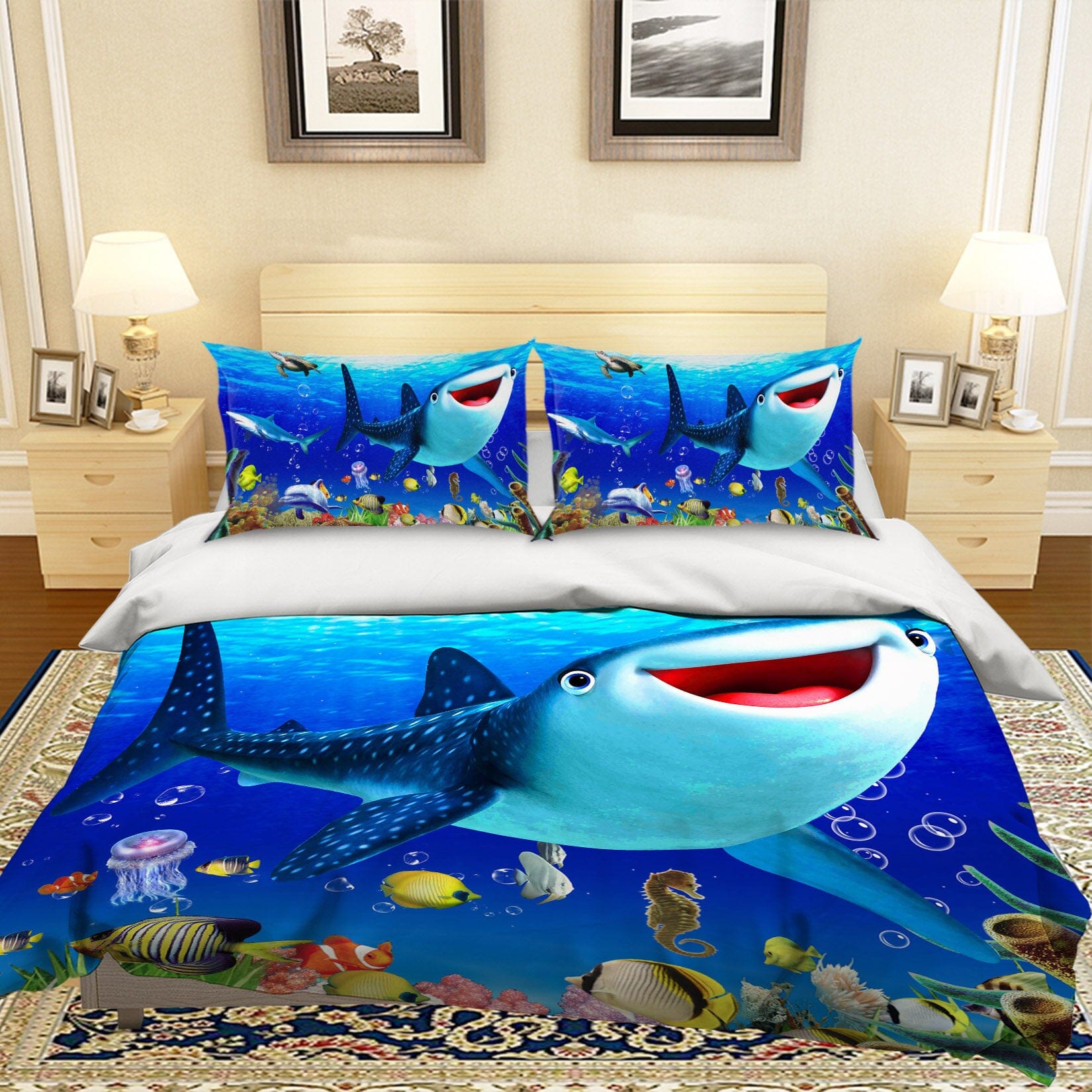 3D Cute Whale 1914 Bed Pillowcases Quilt Quiet Covers AJ Creativity Home