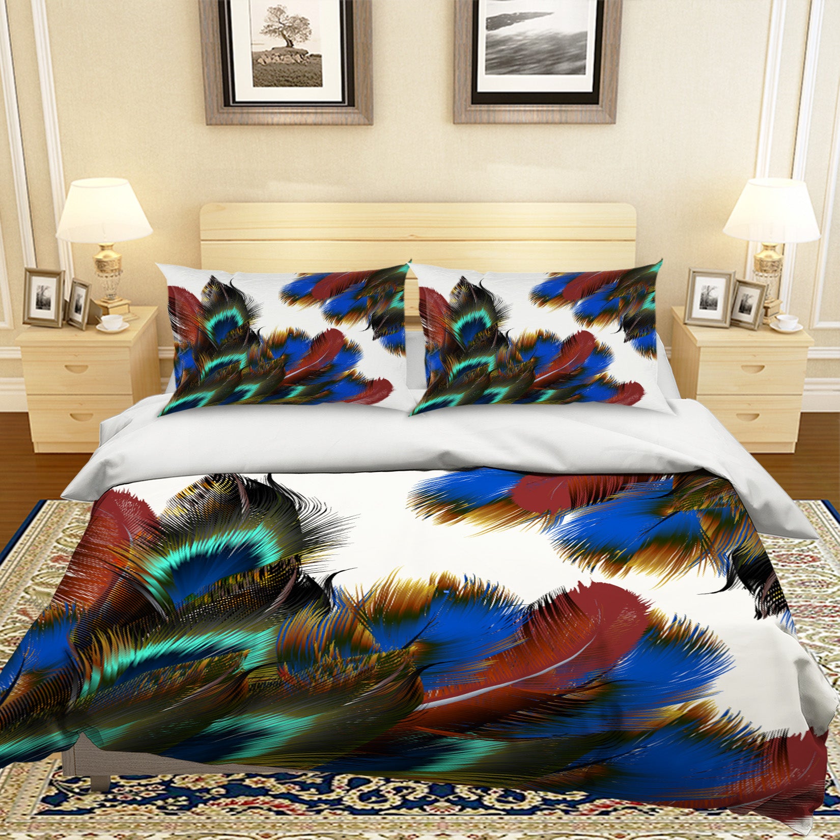 3D Feather 14214 Bed Pillowcases Quilt
