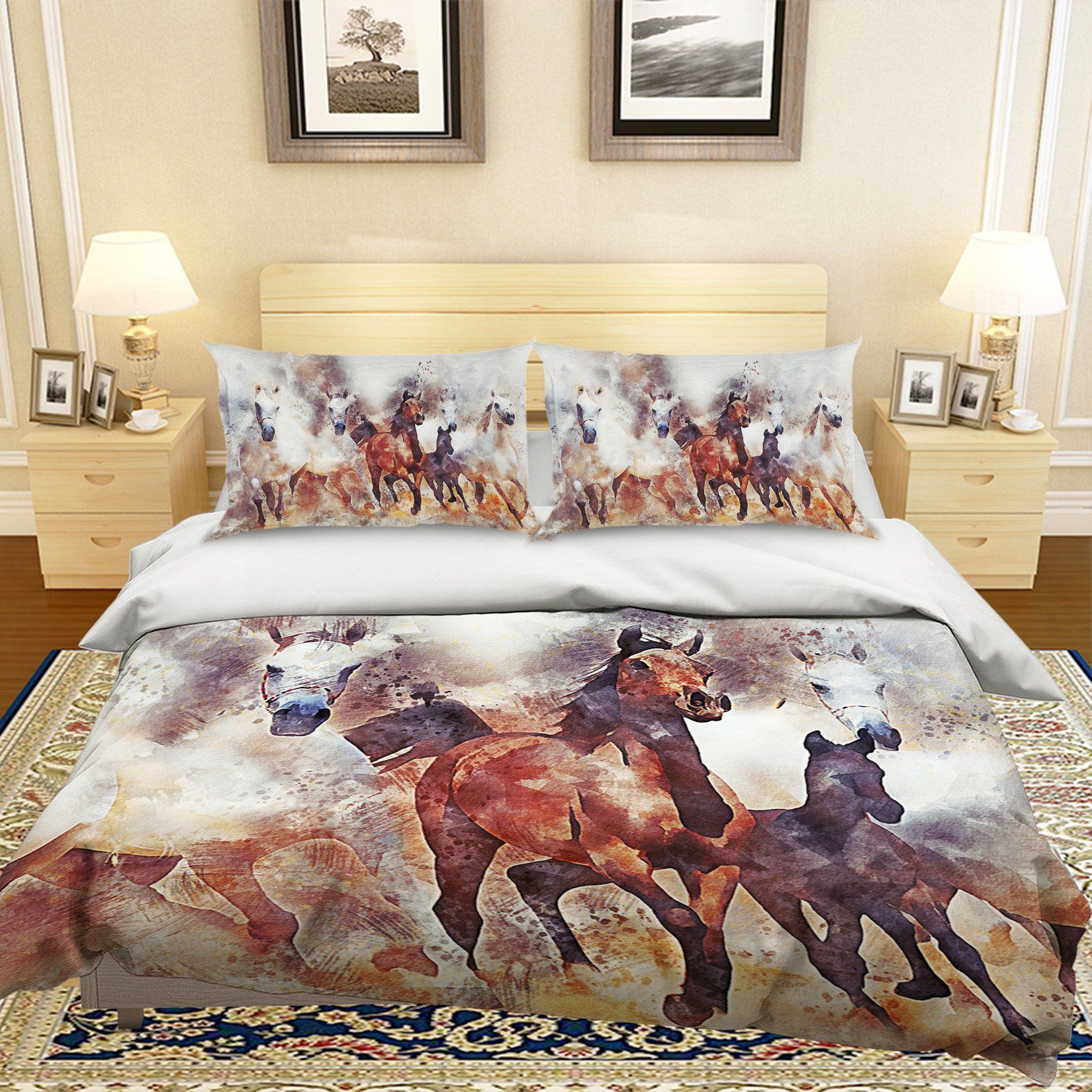 3D Horse Running 1965 Bed Pillowcases Quilt Quiet Covers AJ Creativity Home