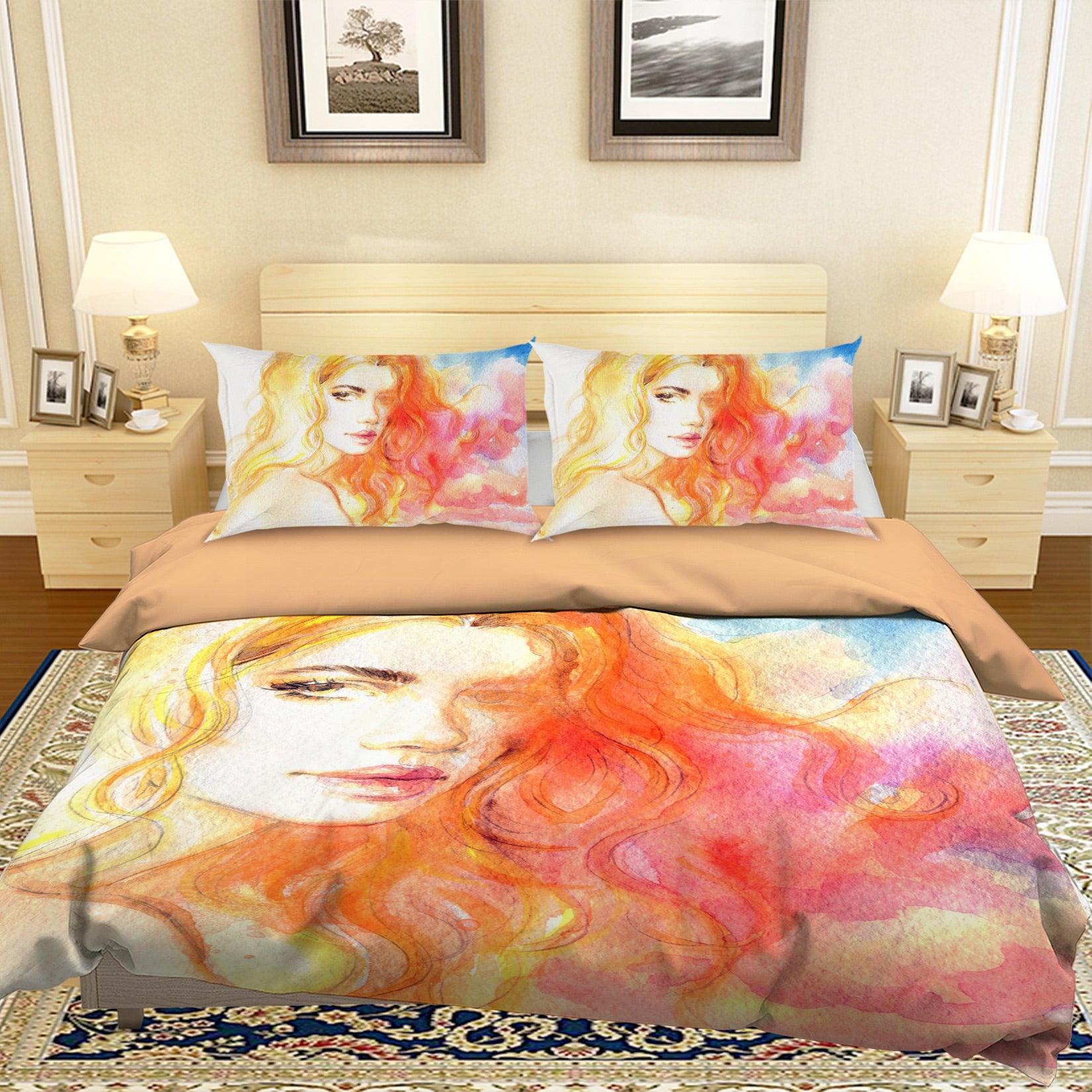 3D Yellow Hair Woman 058 Bed Pillowcases Quilt