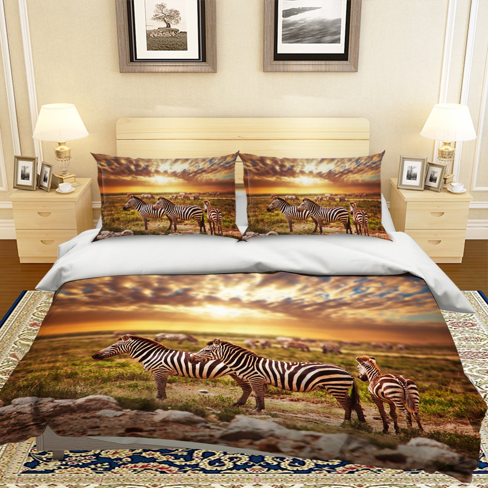 3D Sunset Zebra 007 Bed Pillowcases Quilt