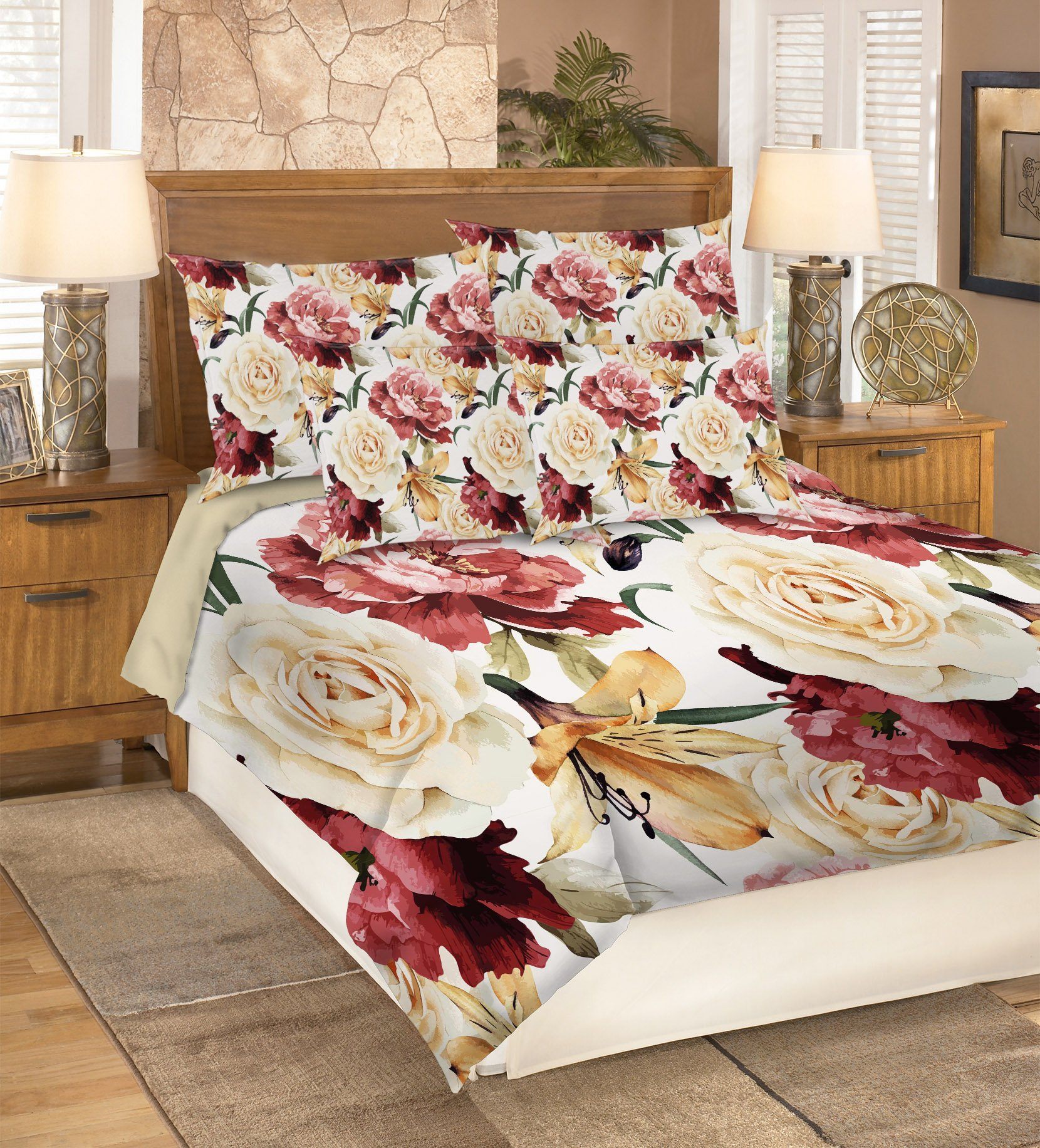 3D Flowers 203 Bed Pillowcases Quilt Wallpaper AJ Wallpaper