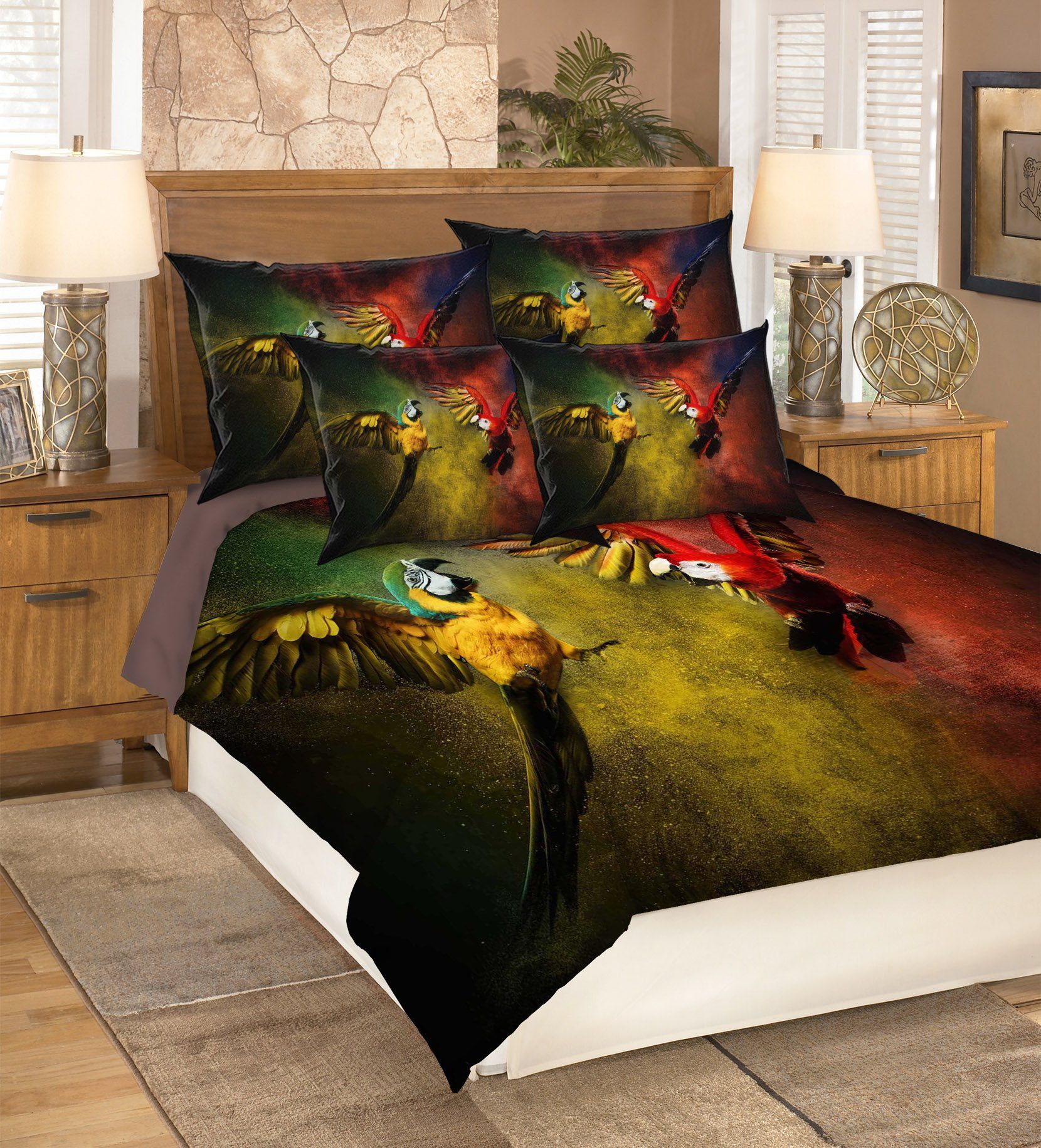 3D Flying Parrots 244 Bed Pillowcases Quilt Wallpaper AJ Wallpaper