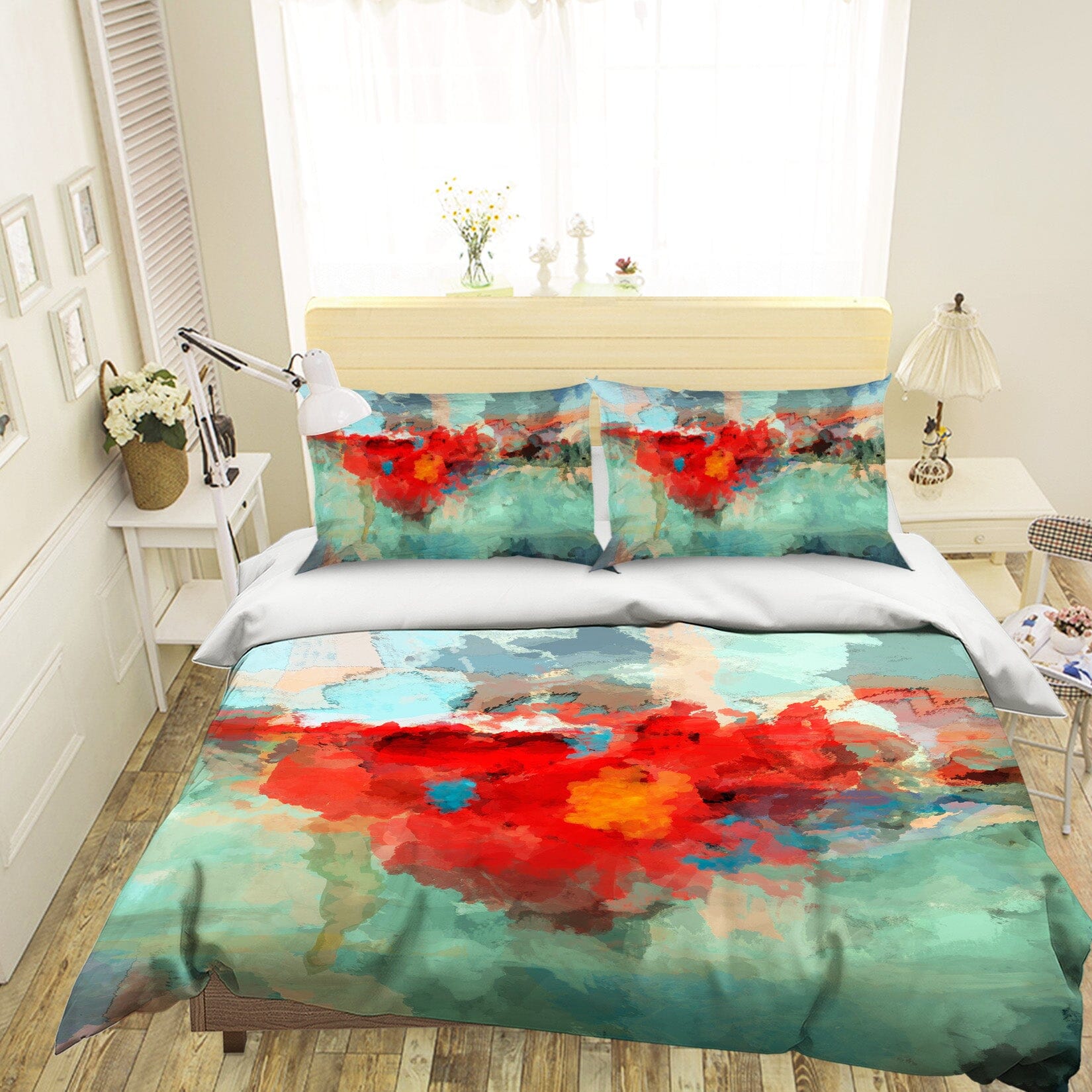 3D Red Heart Pattern 1047 Michael Tienhaara Bedding Bed Pillowcases Quilt Quiet Covers AJ Creativity Home