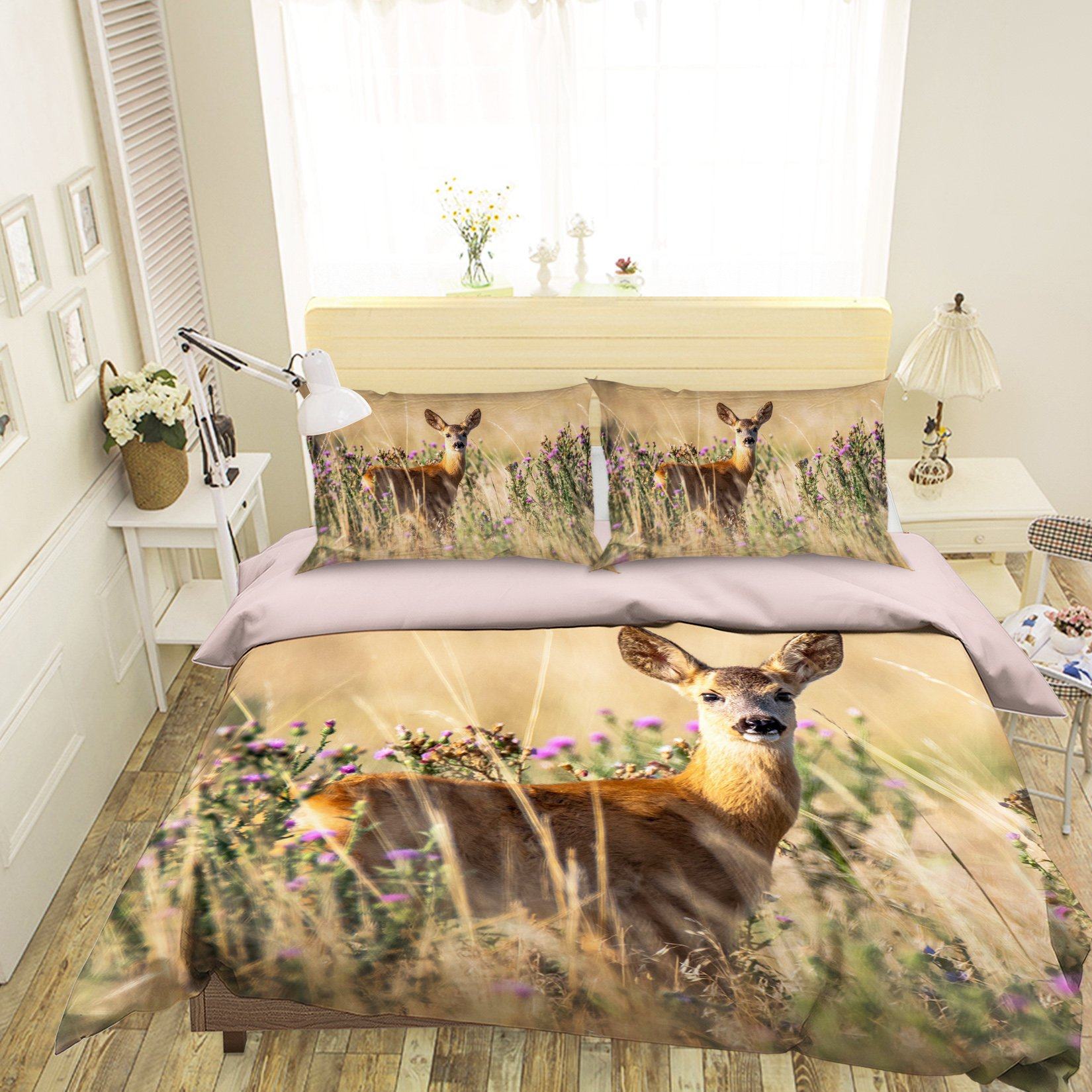 3D Wilderness Deer 1988 Bed Pillowcases Quilt Quiet Covers AJ Creativity Home