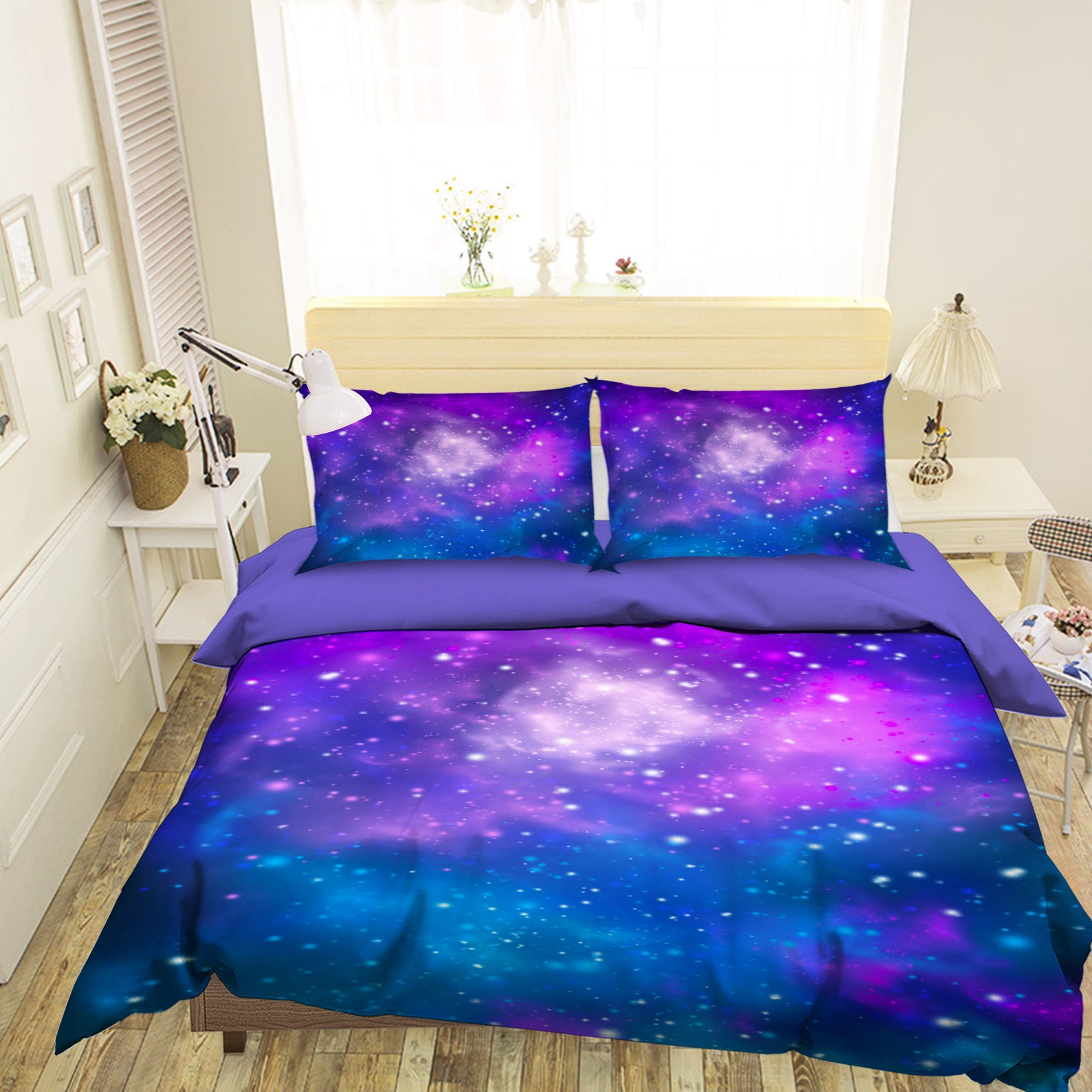 3D Purple Blue Starry Sky 16101 Bed Pillowcases Quilt