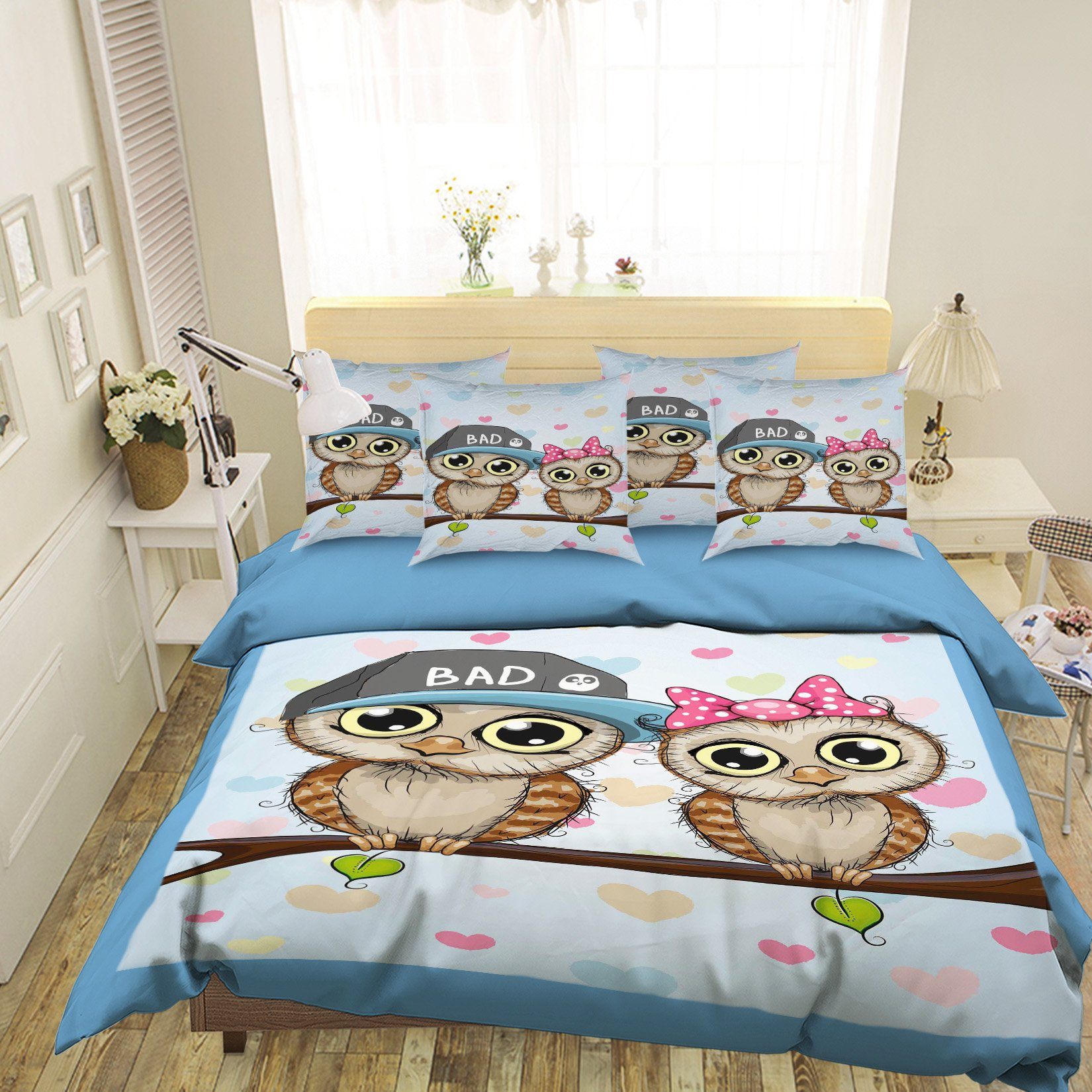 3D Owl Lovers 004 Bed Pillowcases Quilt Wallpaper AJ Wallpaper