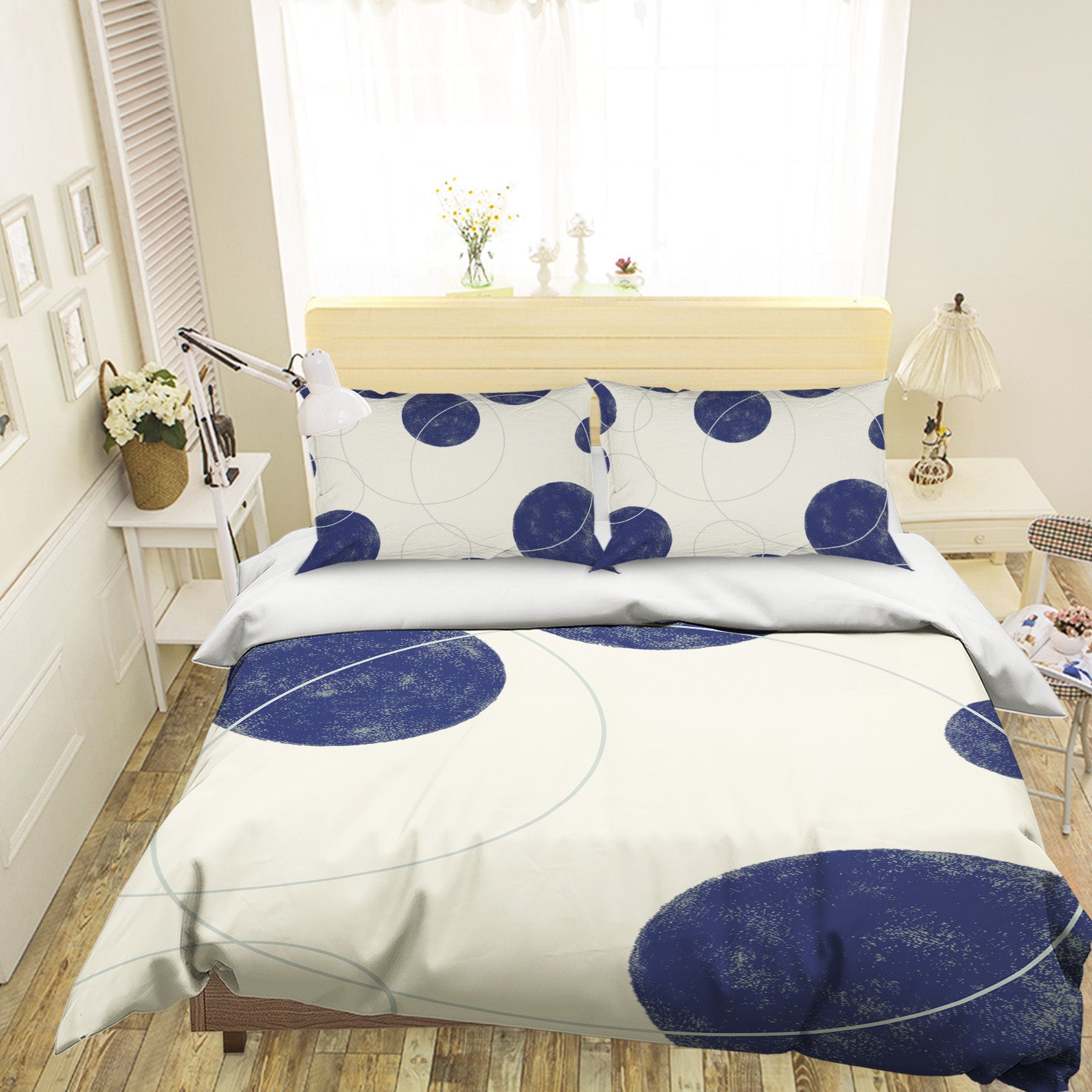 3D Blue Round Pattern 076 Bed Pillowcases Quilt