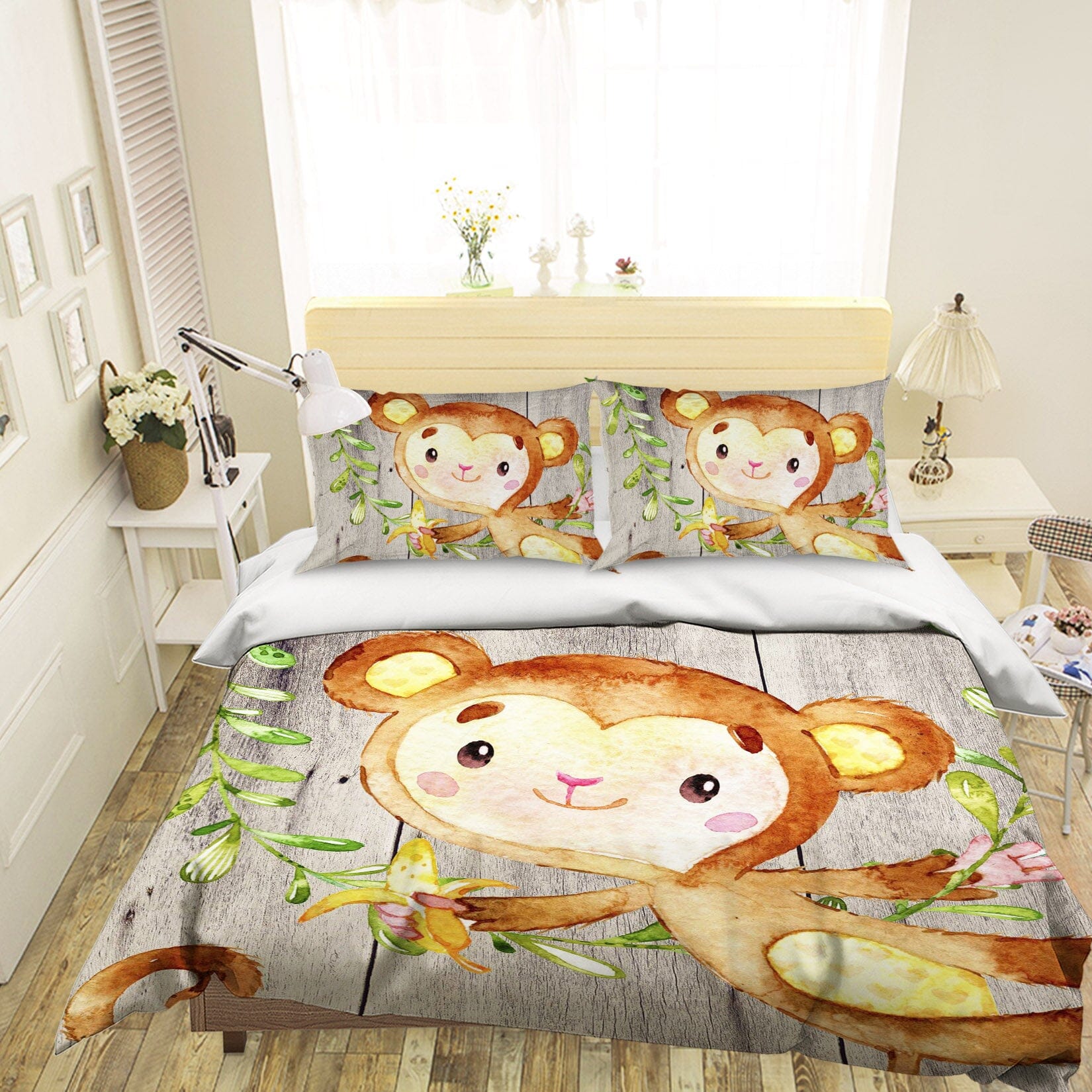 3D Yellow Monkey 247 Uta Naumann Bedding Bed Pillowcases Quilt Quiet Covers AJ Creativity Home