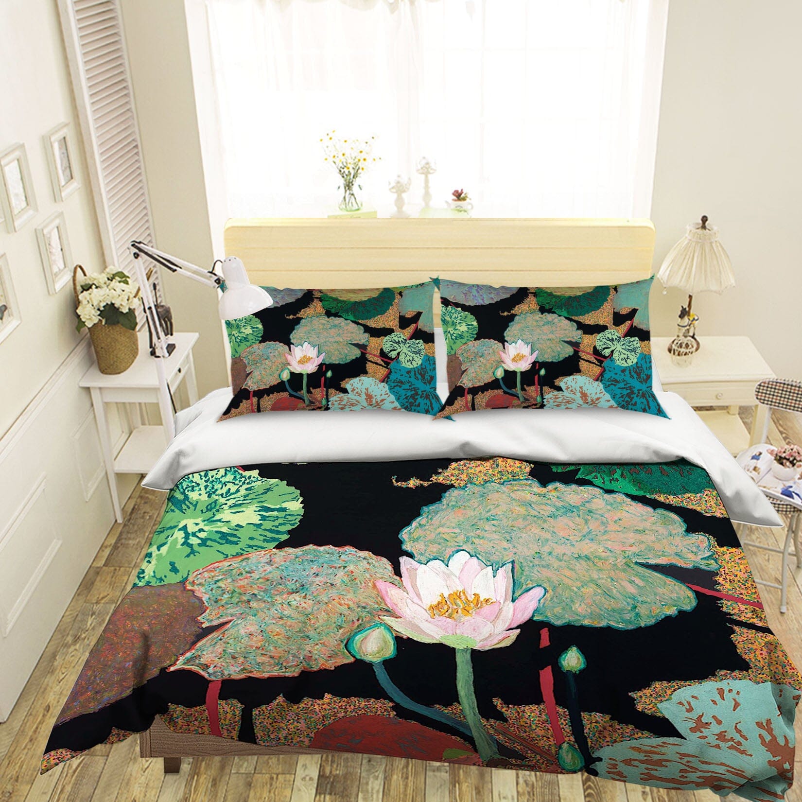 3D Lotus Flower 1165 Allan P. Friedlander Bedding Bed Pillowcases Quilt Quiet Covers AJ Creativity Home