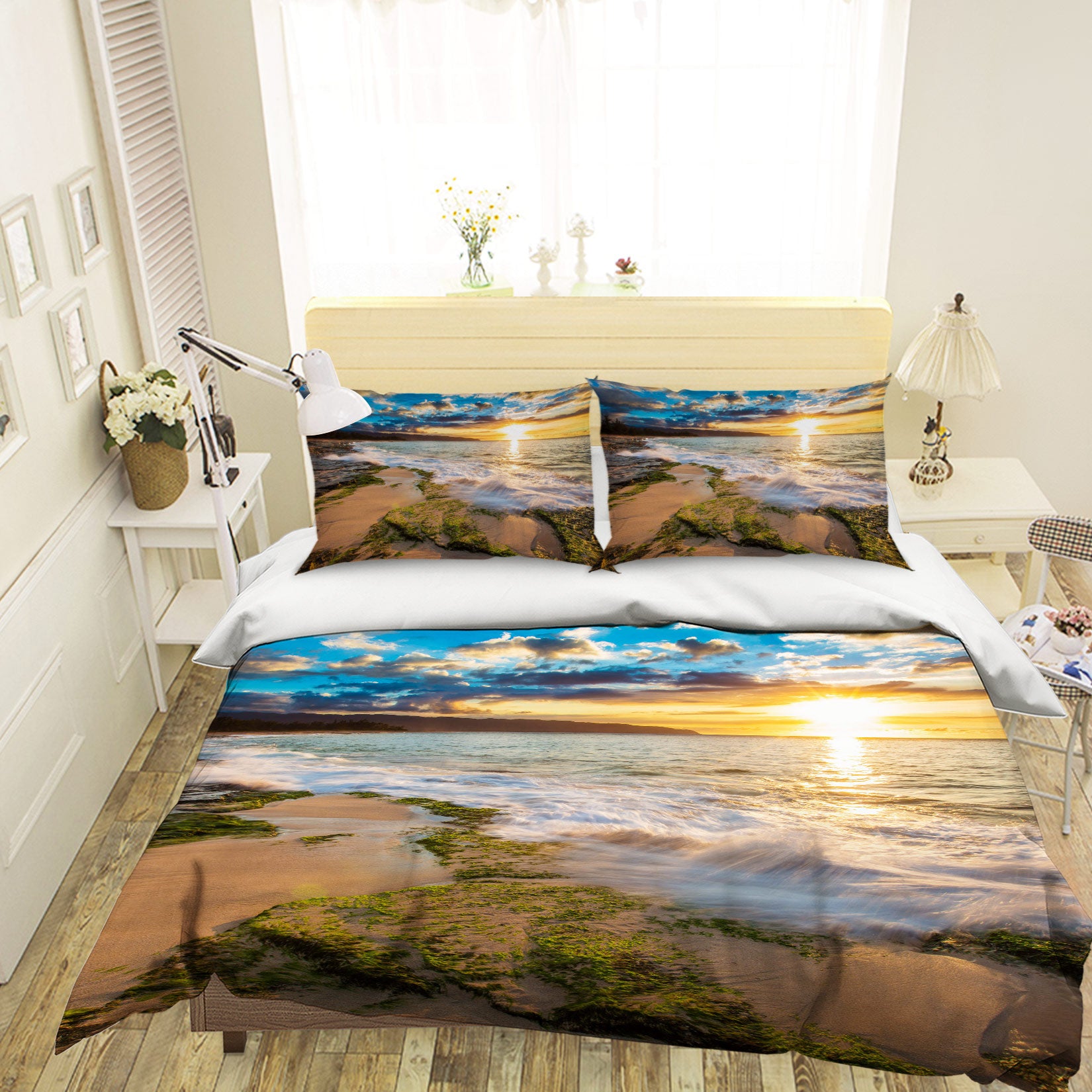 3D Seaside 12187 Bed Pillowcases Quilt