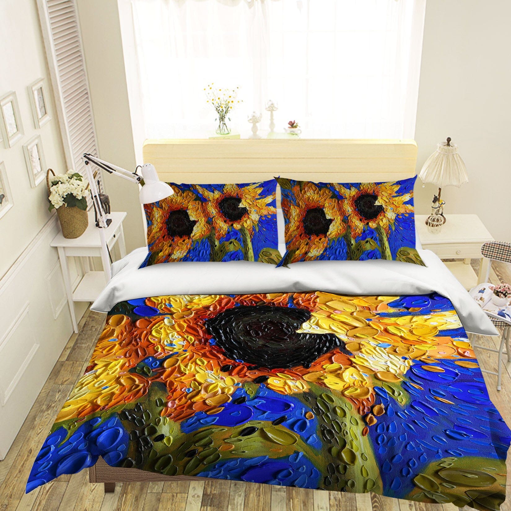 3D Sunflowers 2102 Dena Tollefson bedding Bed Pillowcases Quilt Quiet Covers AJ Creativity Home