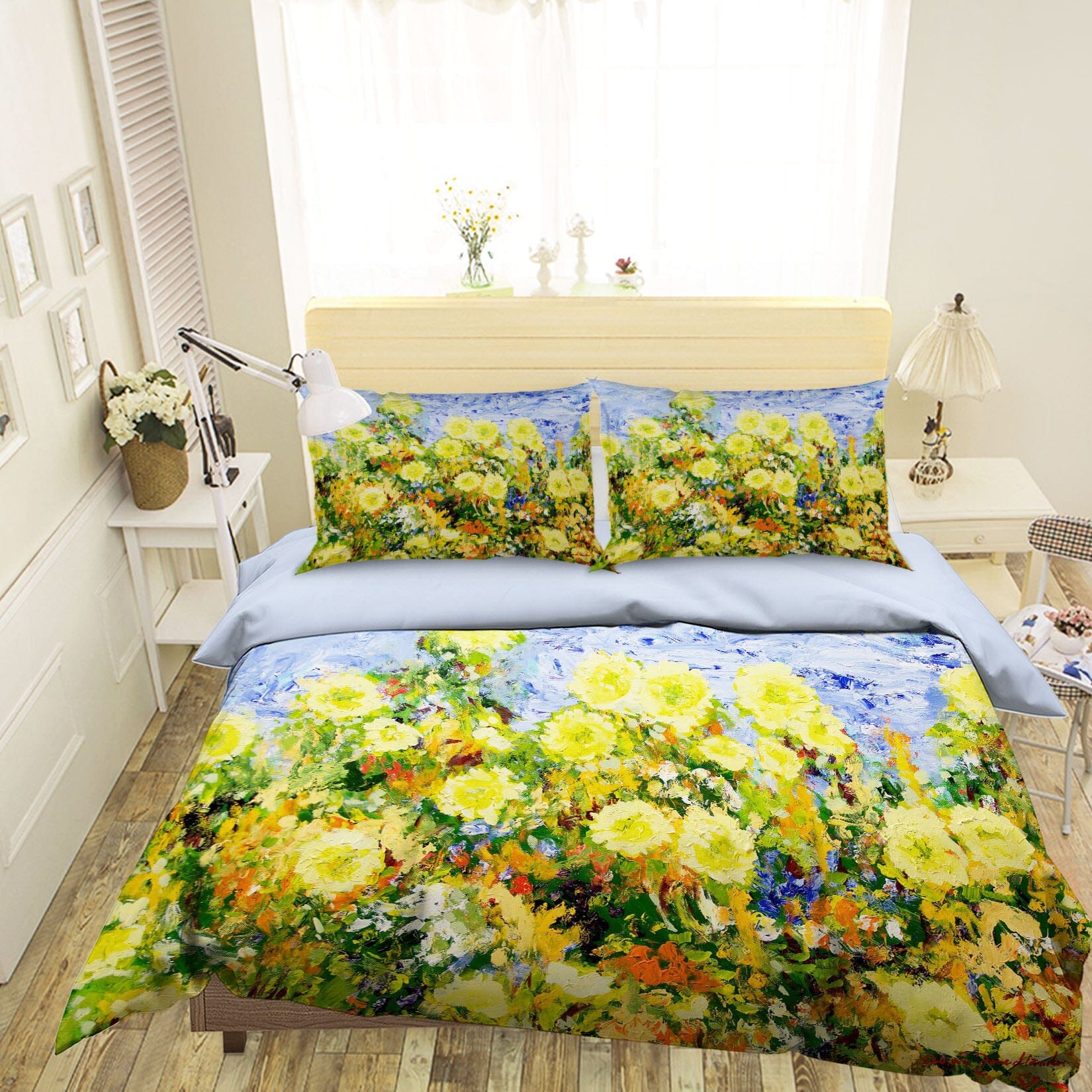 3D Yellow Chrysanthemum 1145 Allan P. Friedlander Bedding Bed Pillowcases Quilt Quiet Covers AJ Creativity Home