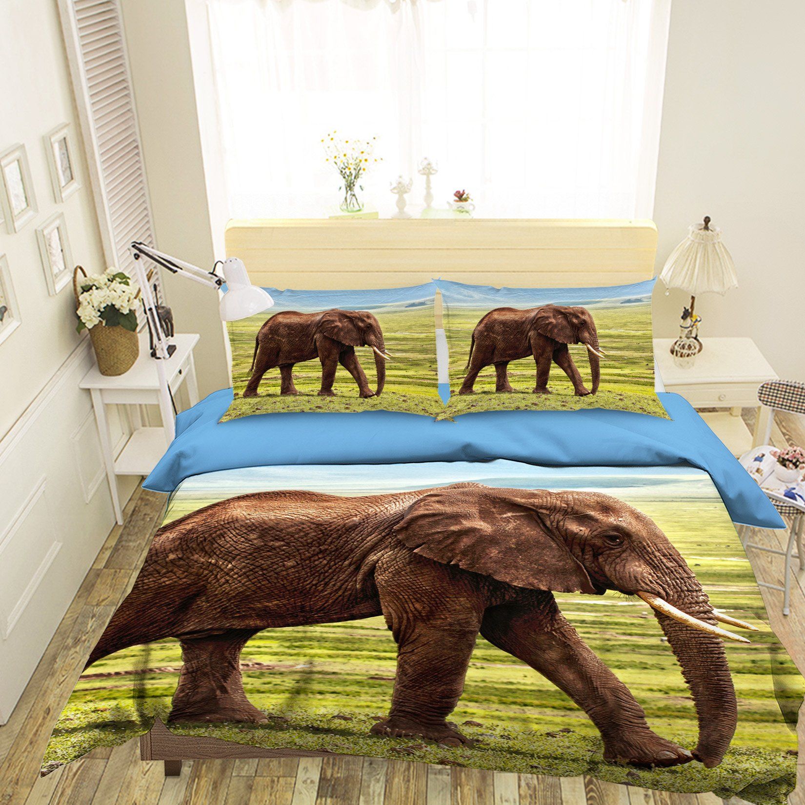 3D Elephant 1934 Bed Pillowcases Quilt Quiet Covers AJ Creativity Home