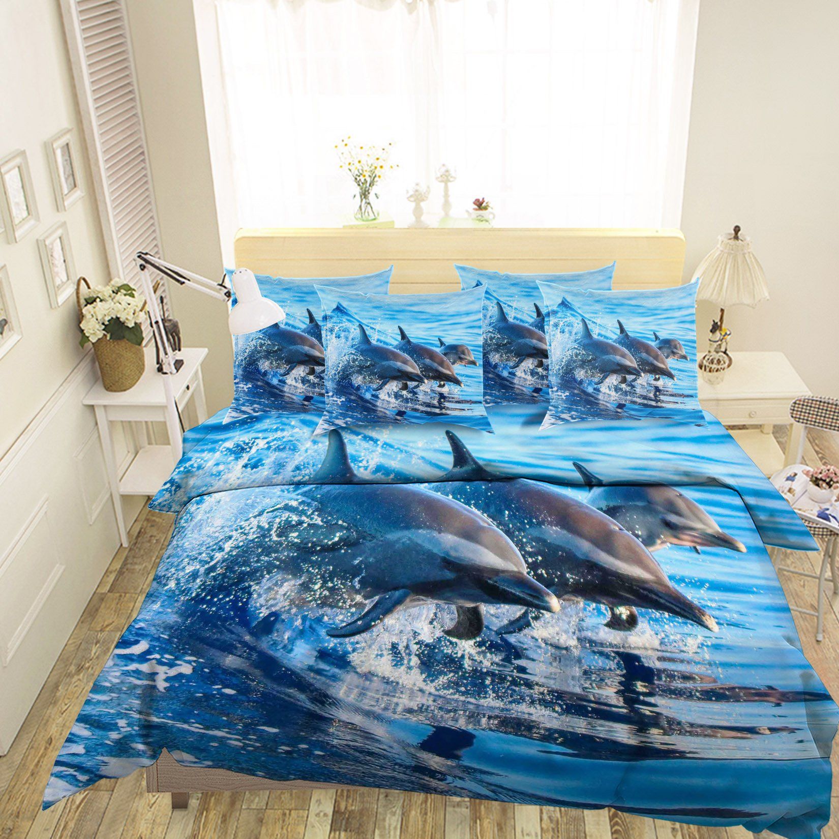 3D Sea Dolphins 44 Bed Pillowcases Quilt Wallpaper AJ Wallpaper