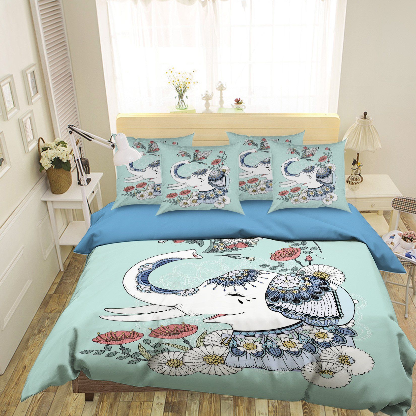 3D Elephant Blossom 116 Bed Pillowcases Quilt Wallpaper AJ Wallpaper