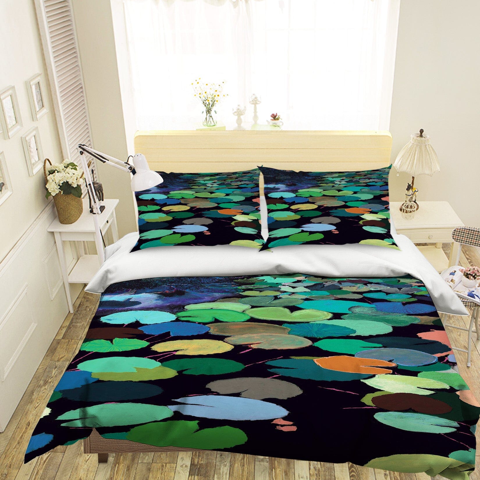 3D Pond Lotus Leaf 1106 Allan P. Friedlander Bedding Bed Pillowcases Quilt Quiet Covers AJ Creativity Home