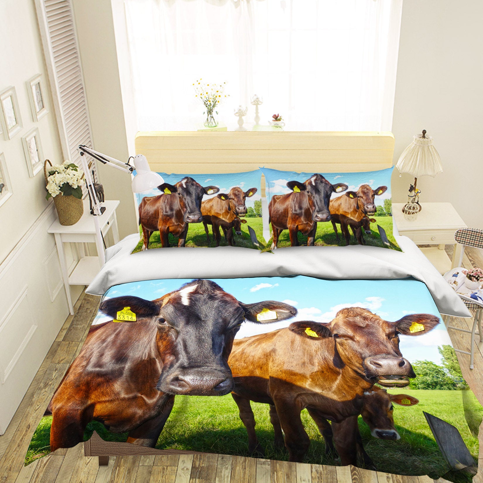 3D Red Cow Ranch 044 Bed Pillowcases Quilt