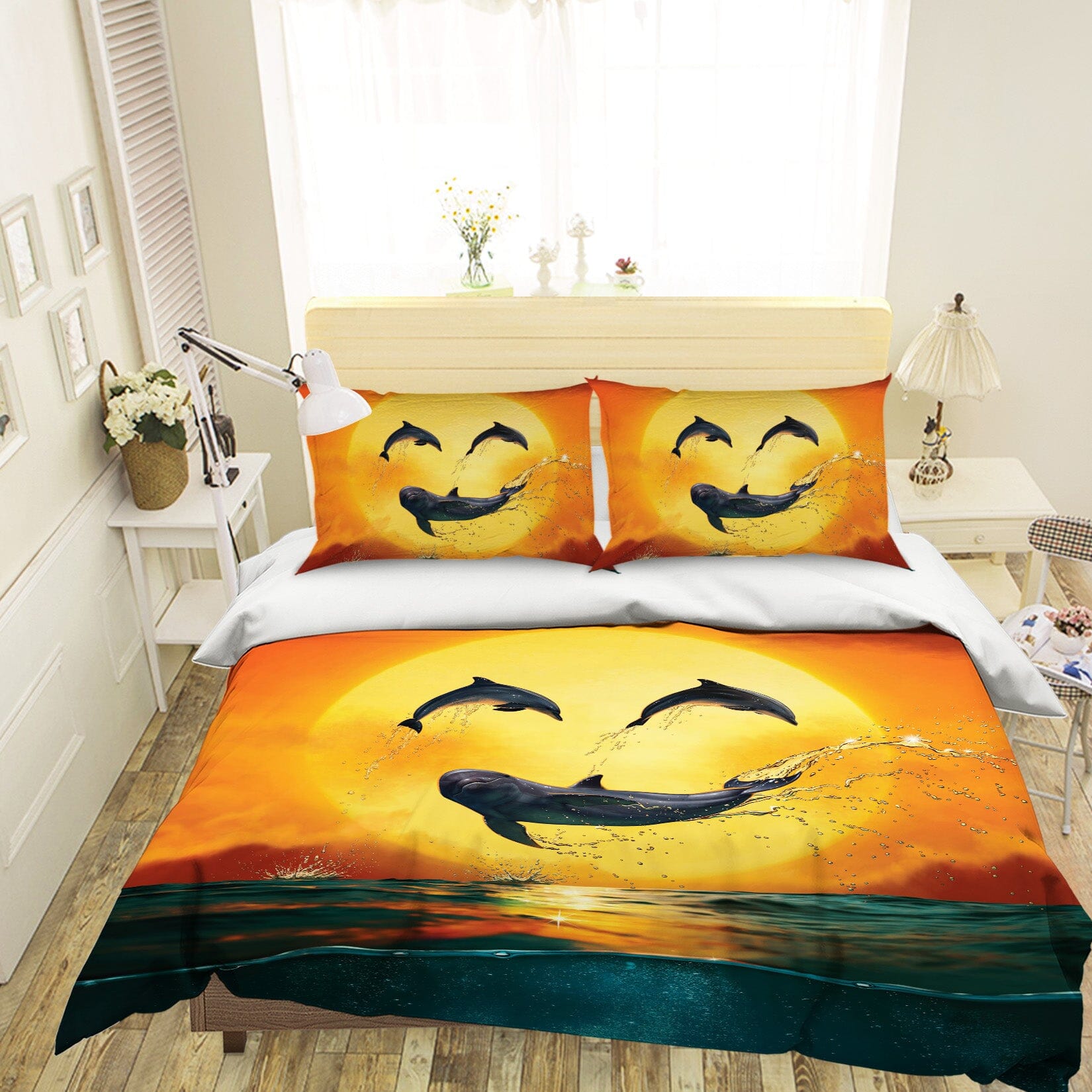 3D Dolphin Emoji Smily Def 039 Bed Pillowcases Quilt Exclusive Designer Vincent Quiet Covers AJ Creativity Home