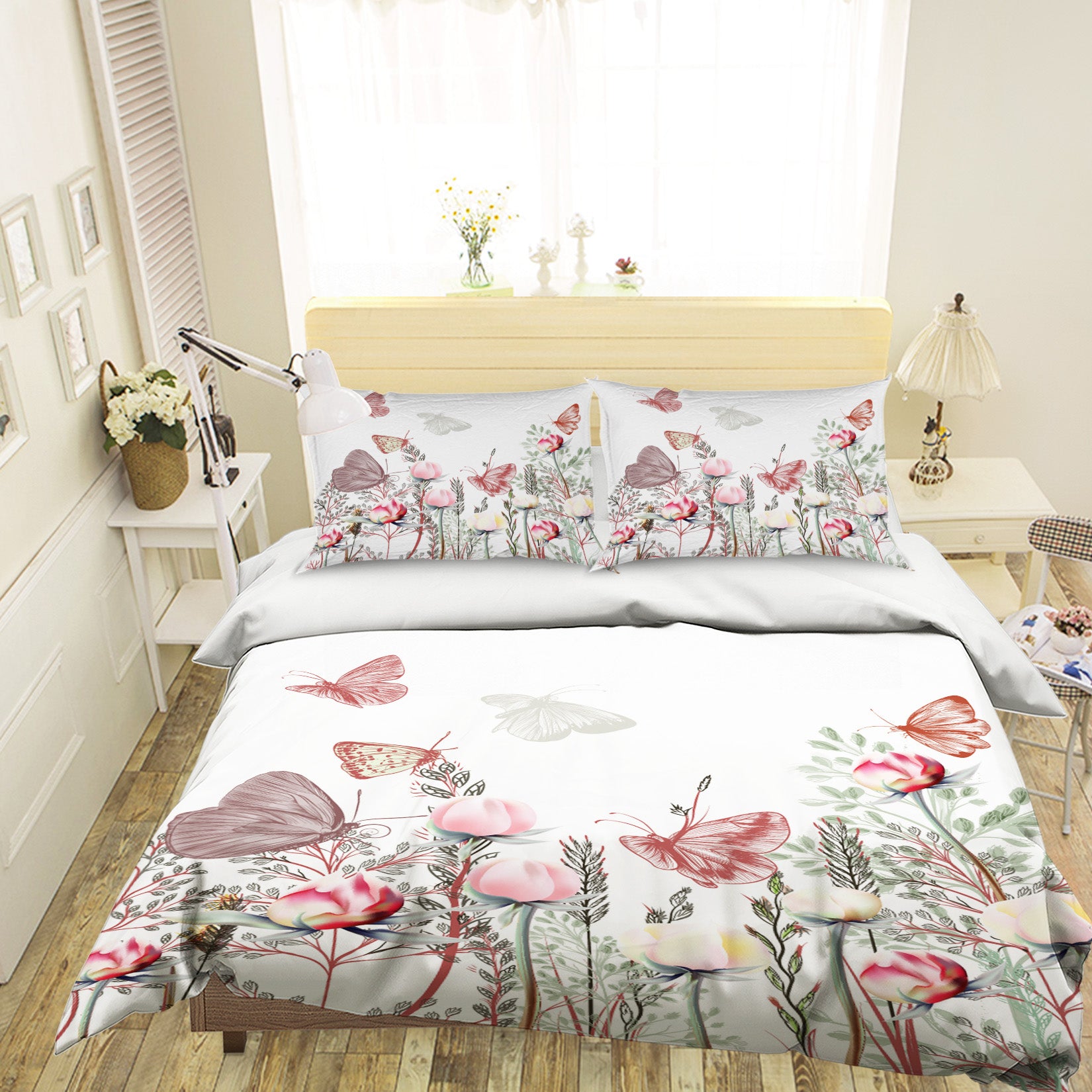 3D Flower Butterfly 15065 Bed Pillowcases Quilt