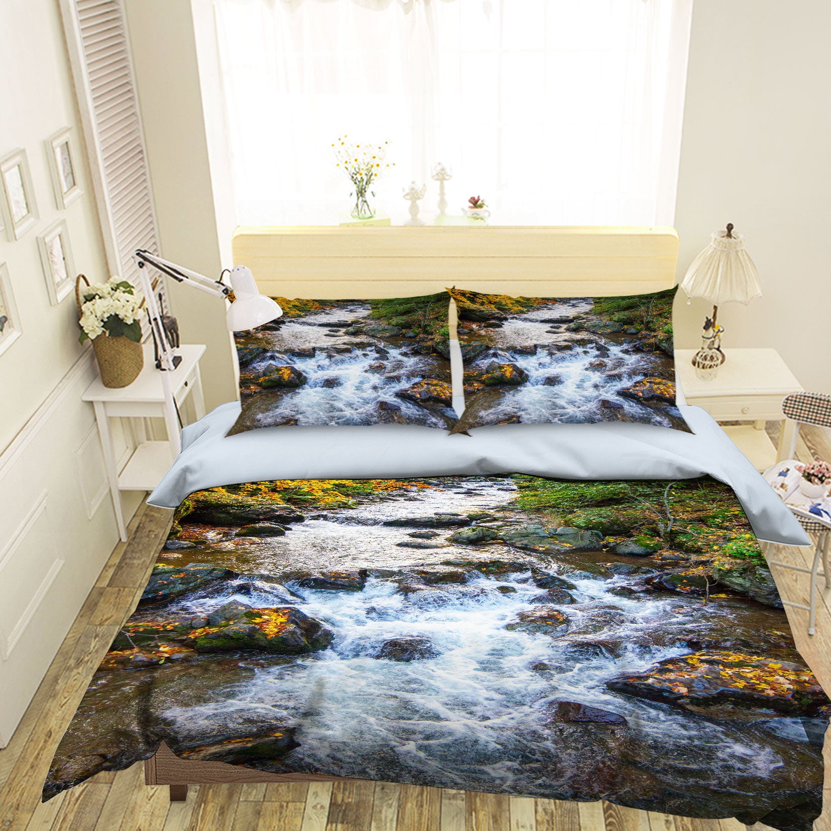 3D Stream Water 15185 Bed Pillowcases Quilt