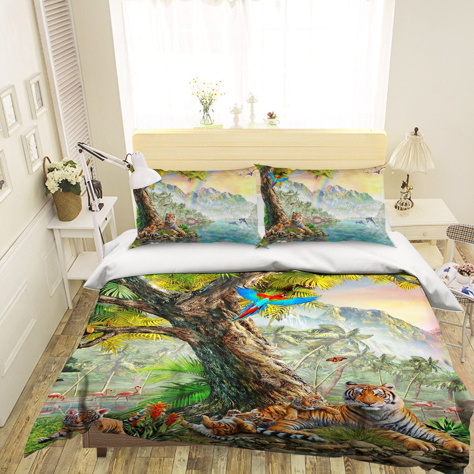 3D Tree Tiger 2037 Adrian Chesterman Bedding Bed Pillowcases Quilt Quiet Covers AJ Creativity Home