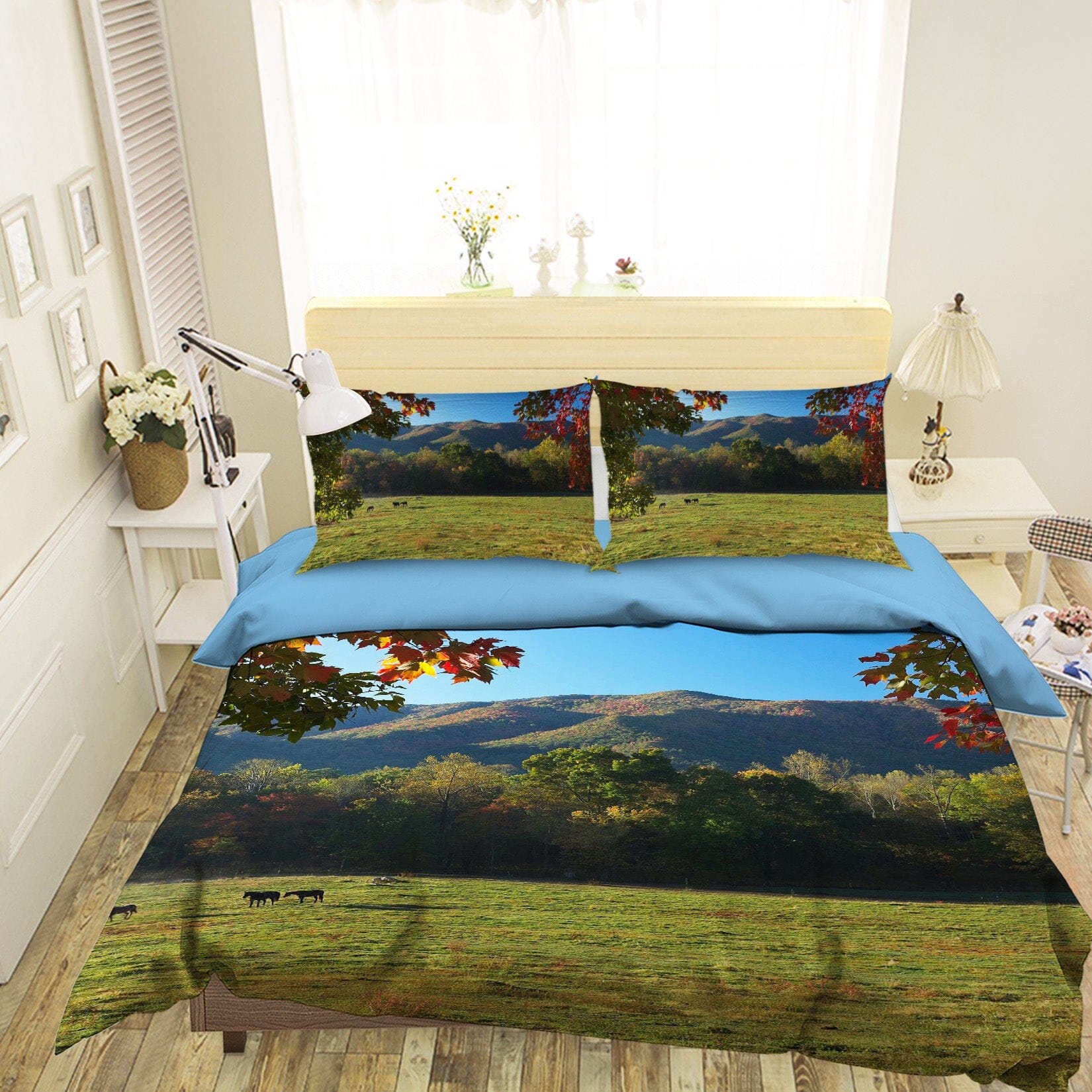 3D Horses Valley 2114 Kathy Barefield Bedding Bed Pillowcases Quilt Quiet Covers AJ Creativity Home