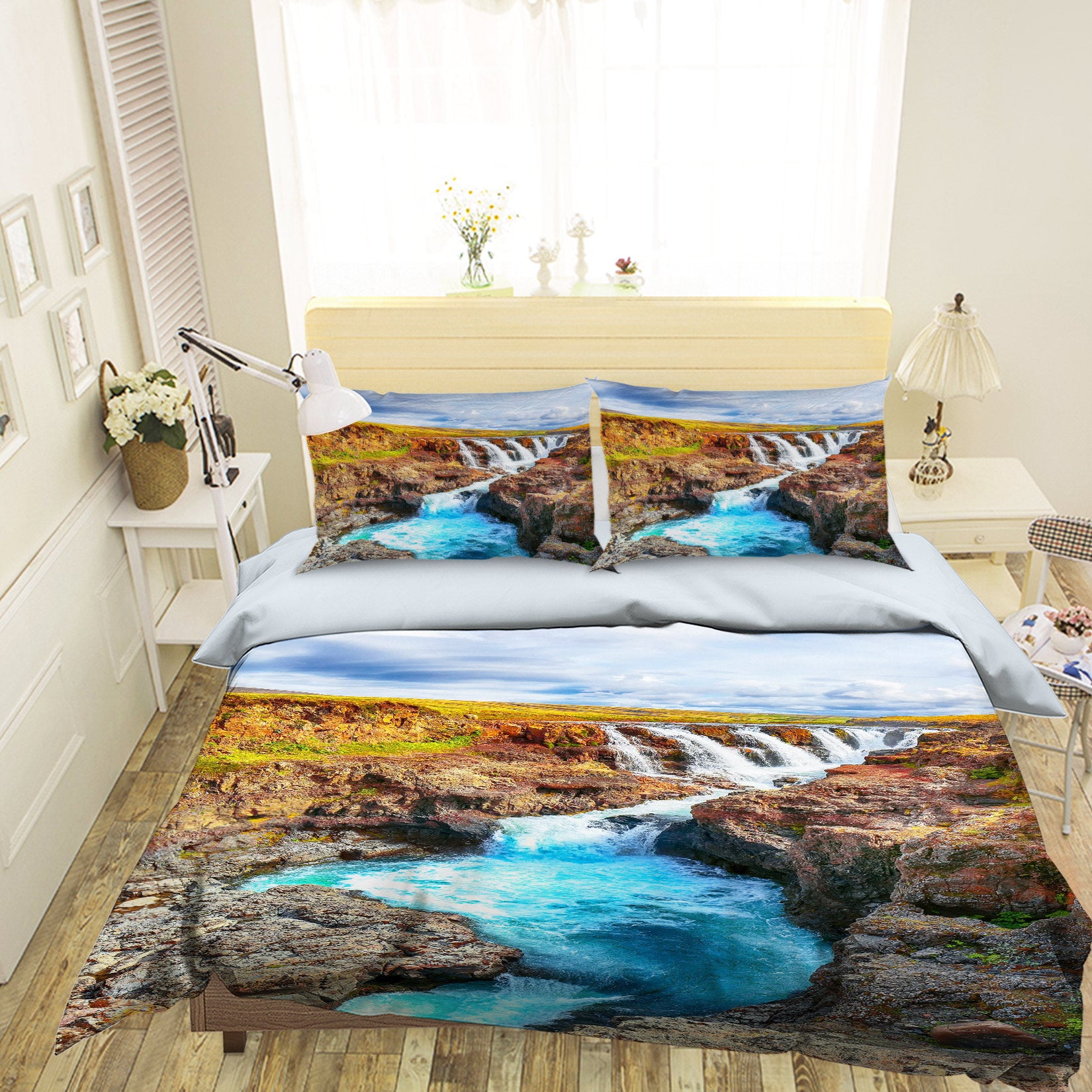 3D Stone Running Water 15187 Bed Pillowcases Quilt
