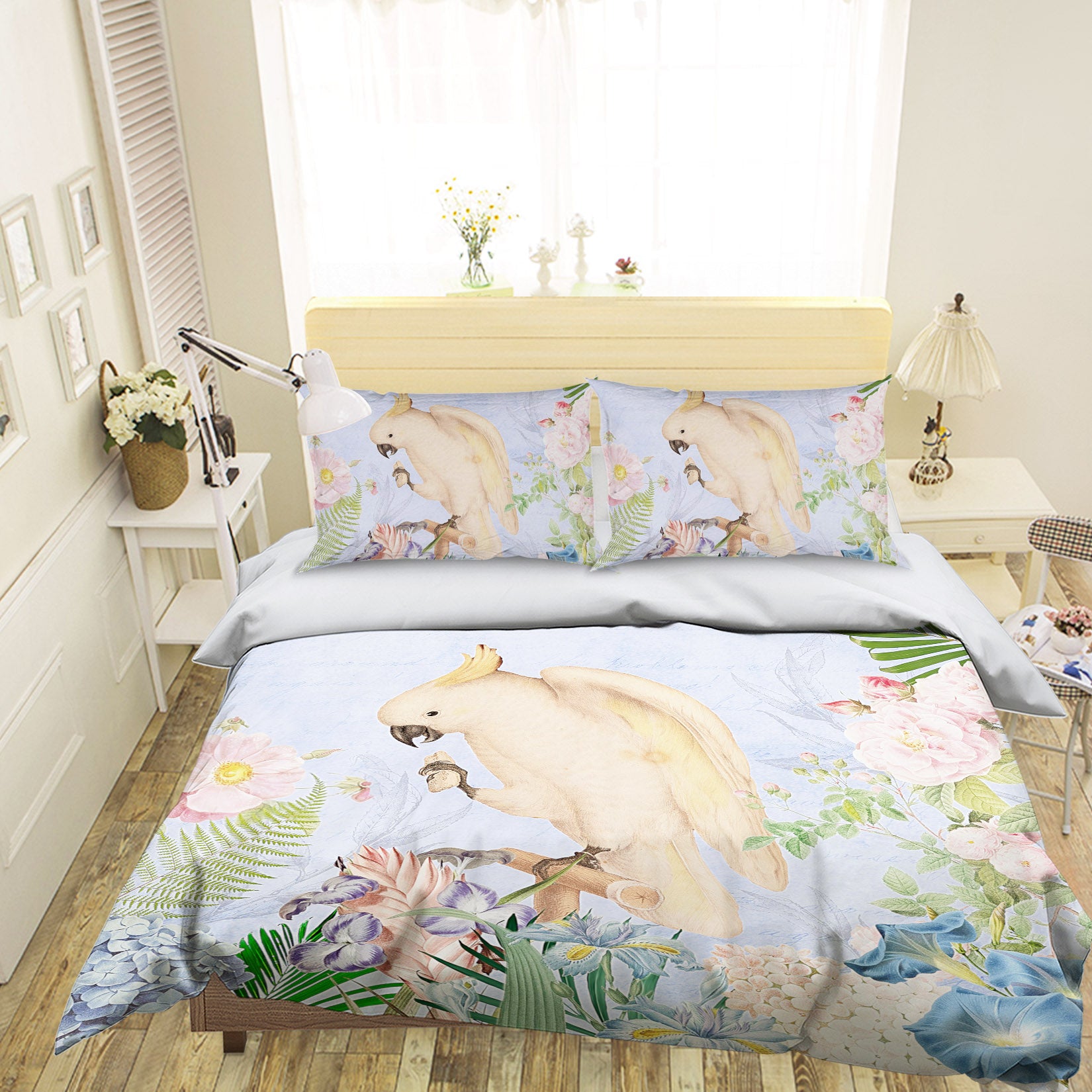 3D White Parrot 036 Uta Naumann Bedding Bed Pillowcases Quilt