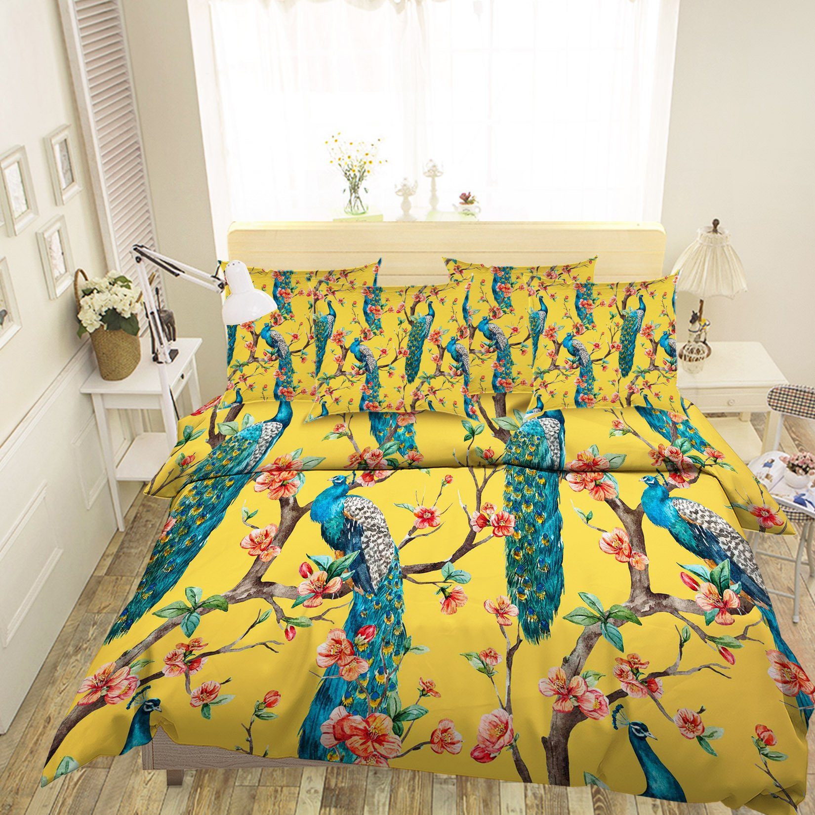 3D Flowers Trees Peacocks 46 Bed Pillowcases Quilt Wallpaper AJ Wallpaper