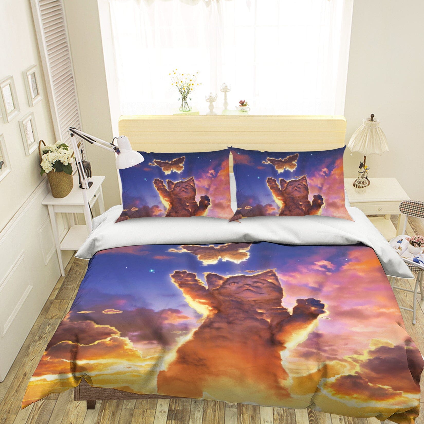 3D Cloud Kitten Sunset 032 Bed Pillowcases Quilt Exclusive Designer Vincent Quiet Covers AJ Creativity Home