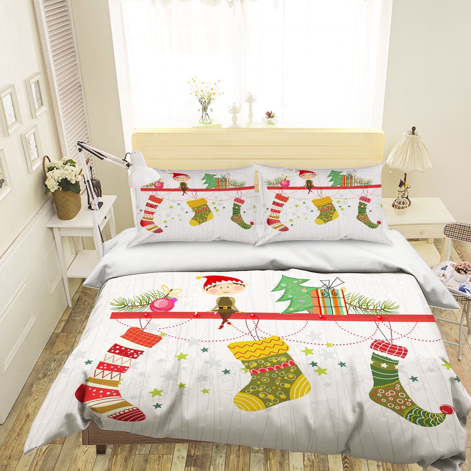 3D Christmas Stocking 45001 Christmas Quilt Duvet Cover Xmas Bed Pillowcases