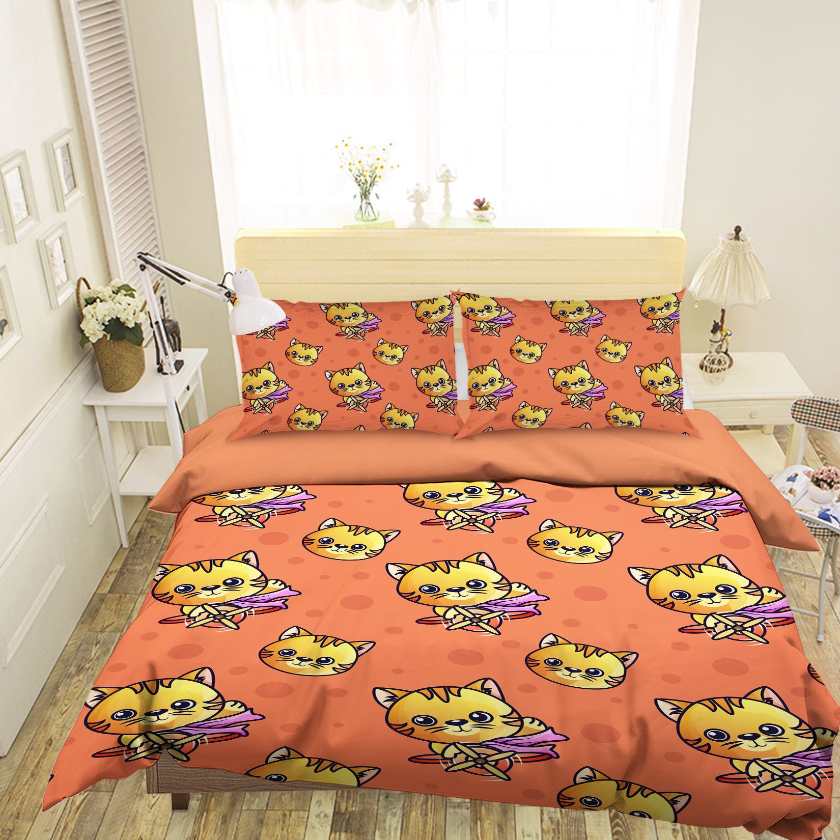 3D Yellow Cat 61089 Bed Pillowcases Quilt