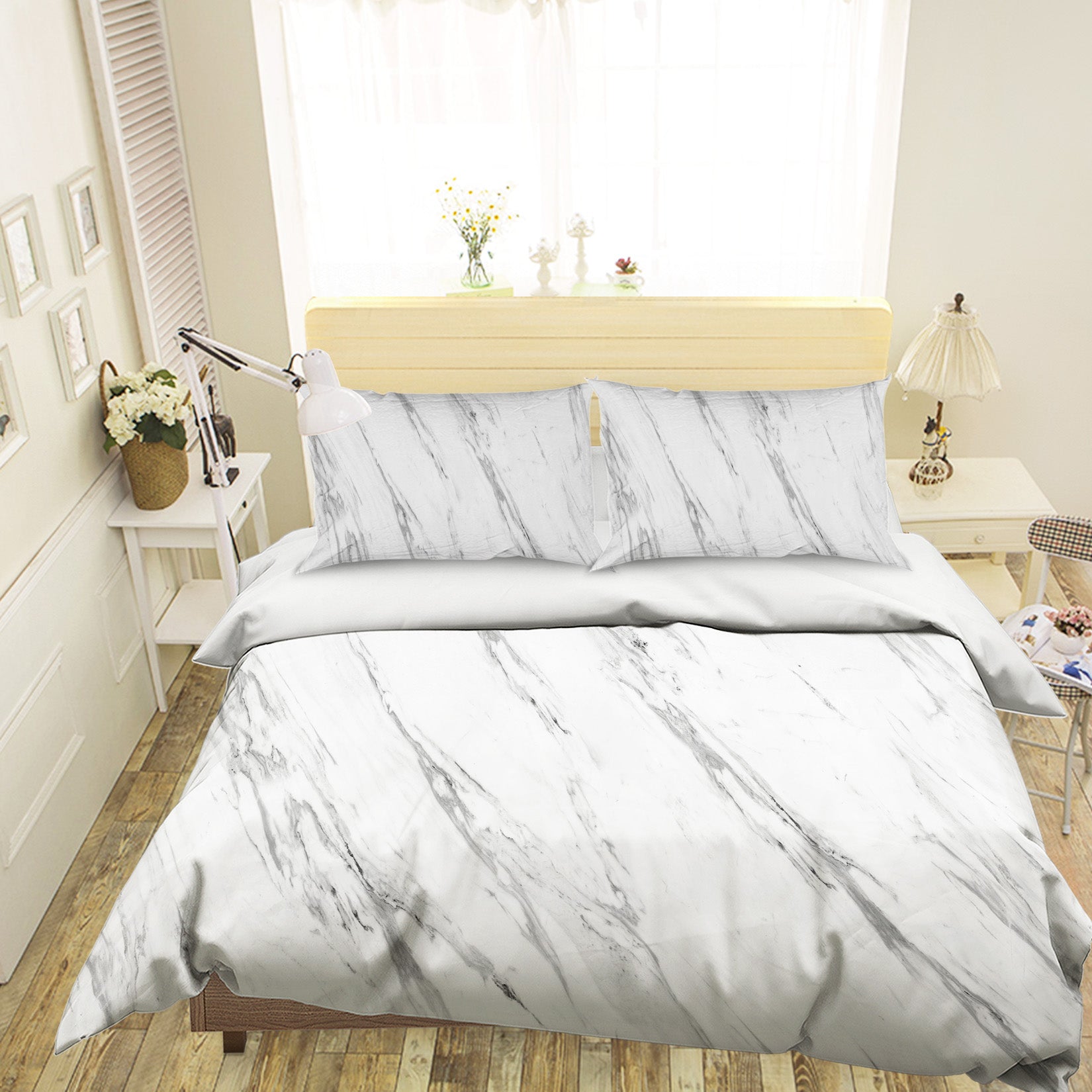 3D White Marble Pattern 16003 Bed Pillowcases Quilt